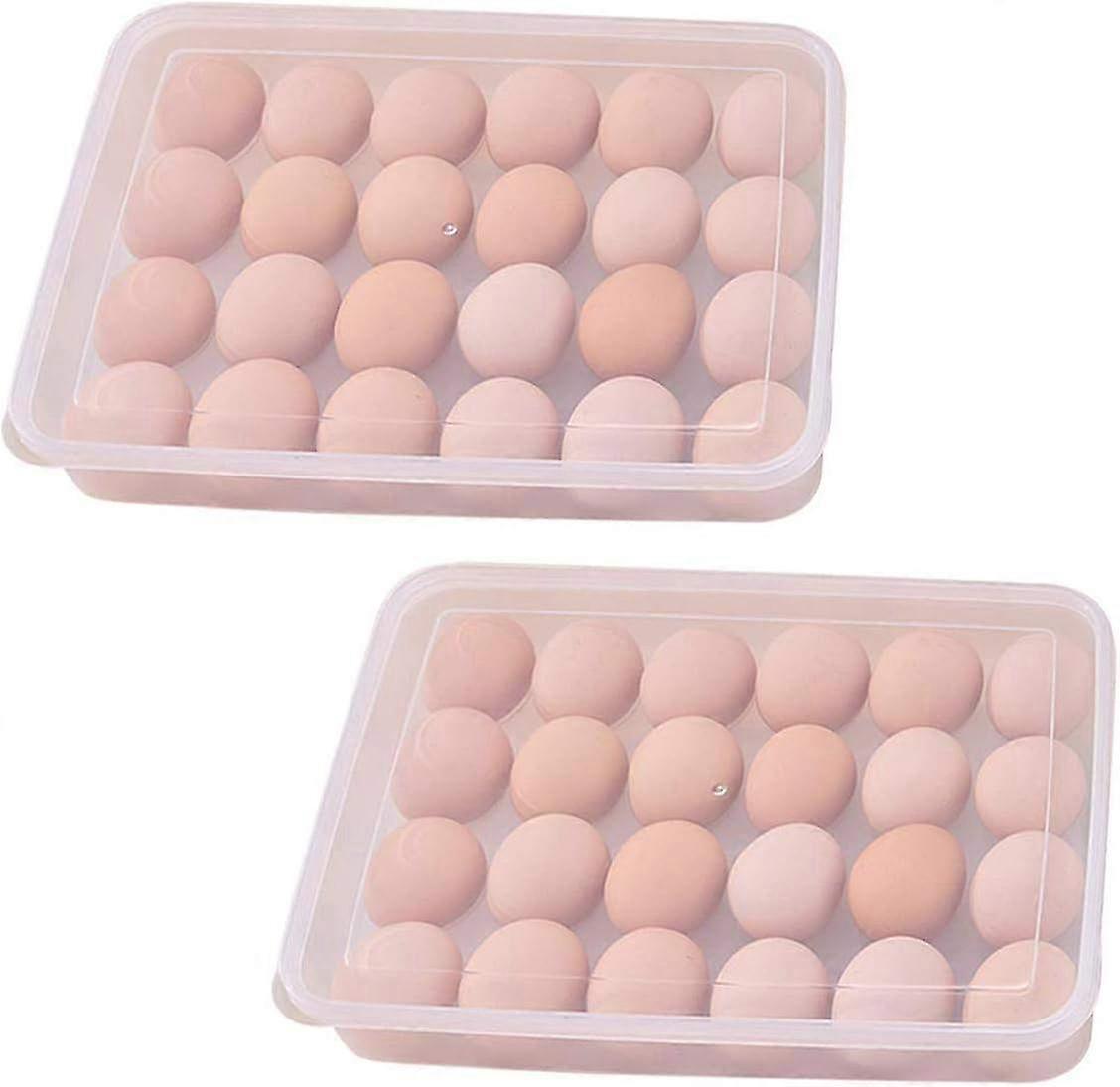 Stackable Plastic Refrigerator Egg Trays with Cover - 24-Egg Carrier for Kitchen & Restaurant Storage Solution