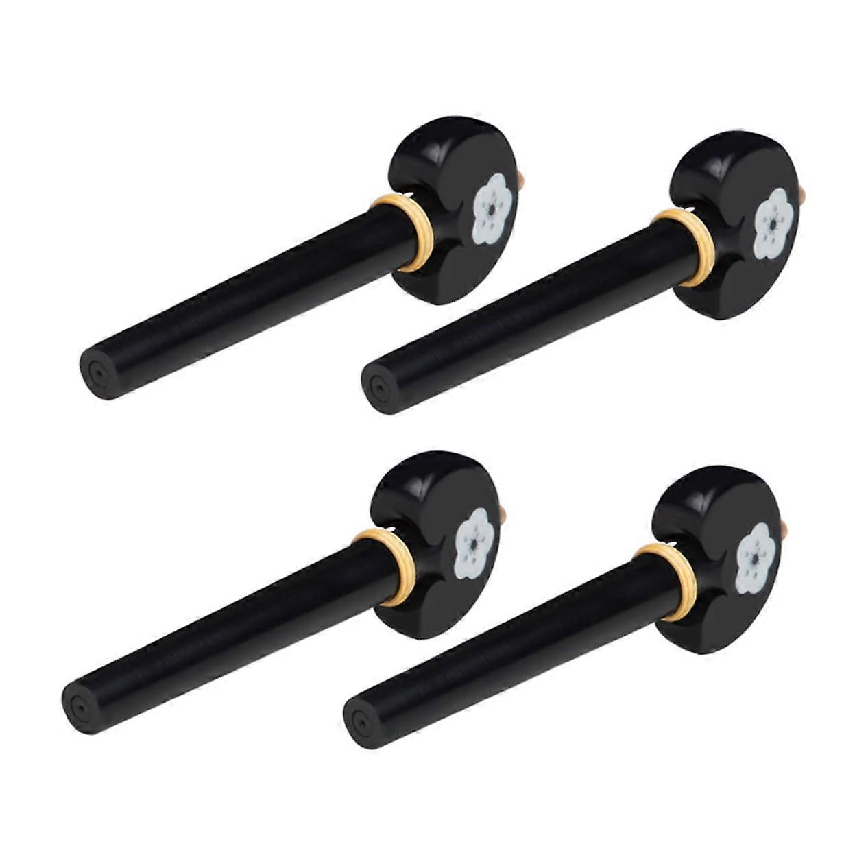 Pack of 4 Ebony Cello Accessories: Wooden Pegs, Tuning Keys