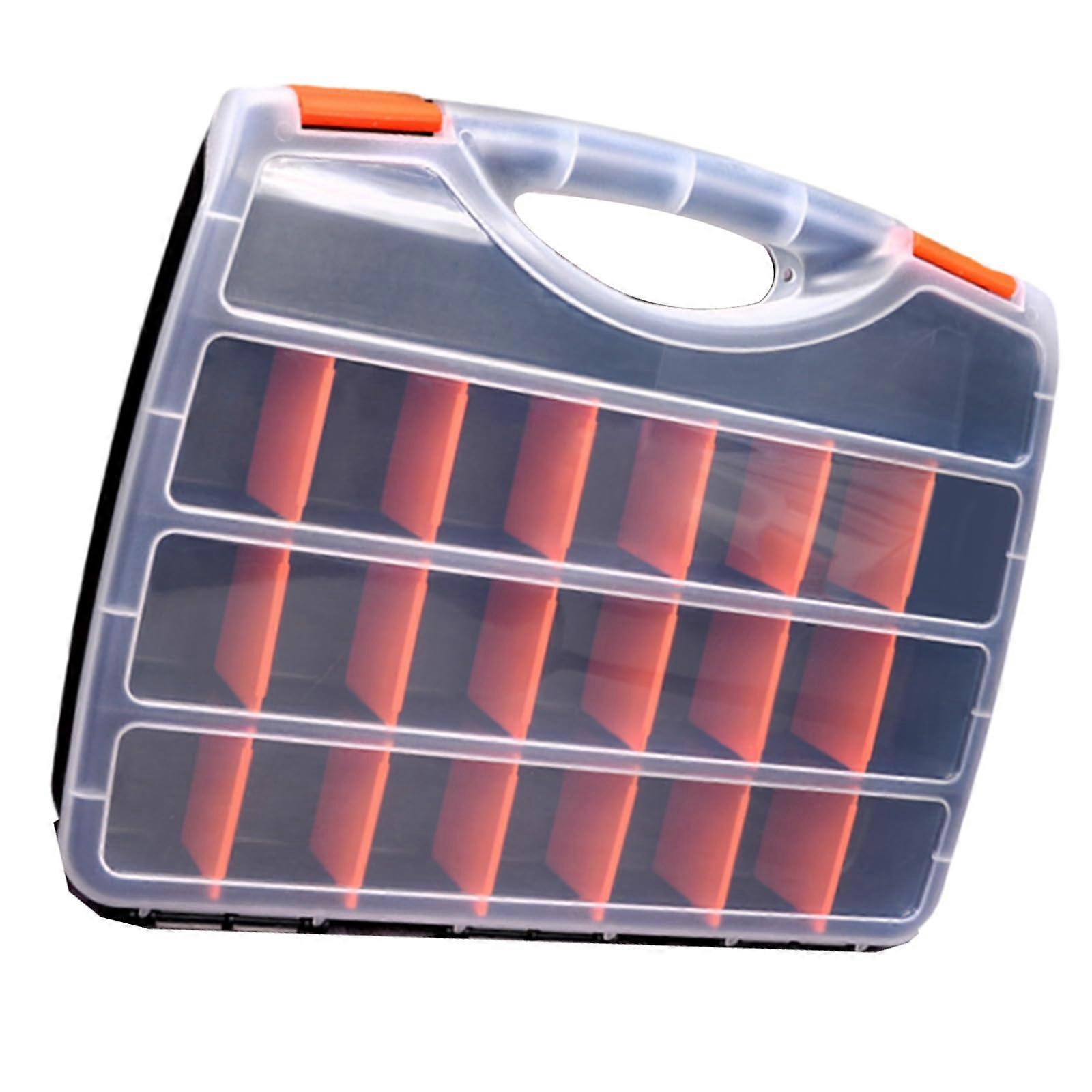 Transparent Tool Organizer With Adjustable Compartments, Secure Latches, Ergonomic Handle For Hardware Accessories