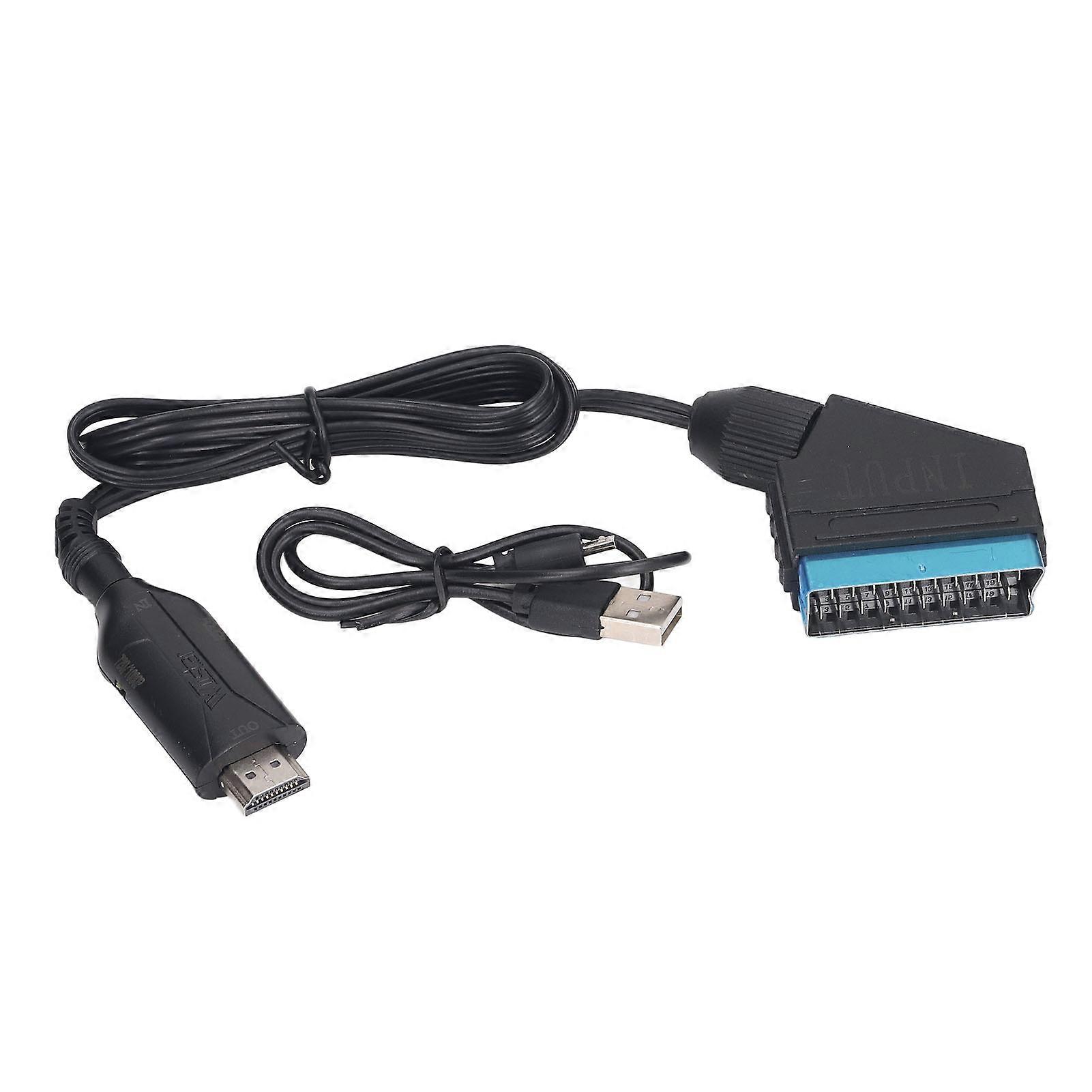 SCART to HD Multimedia Interface Converter 720P 1080P SCART HD Multimedia Interface Converter for VCR VHS DVD Black