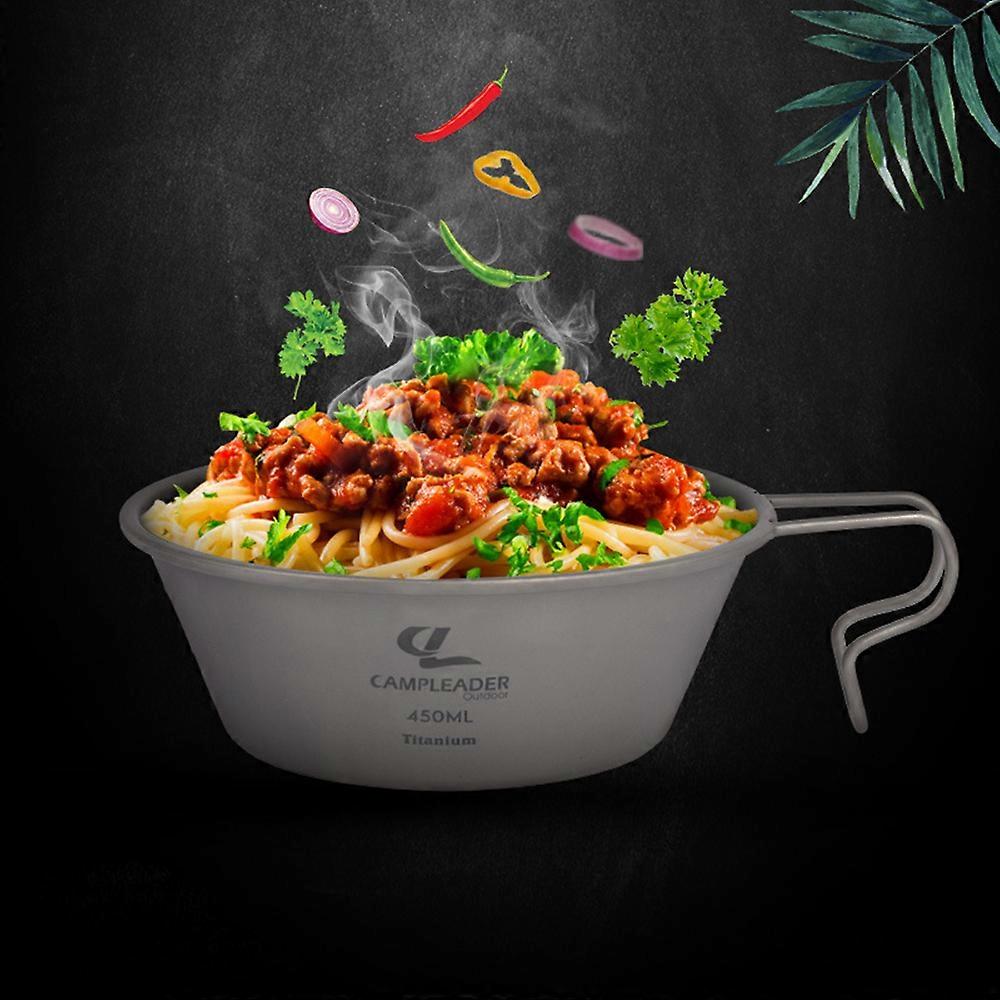 Lightweight 450ml Titanium Bowl with Volume Marking for Home Outdoor Camping Hiking Backpacking