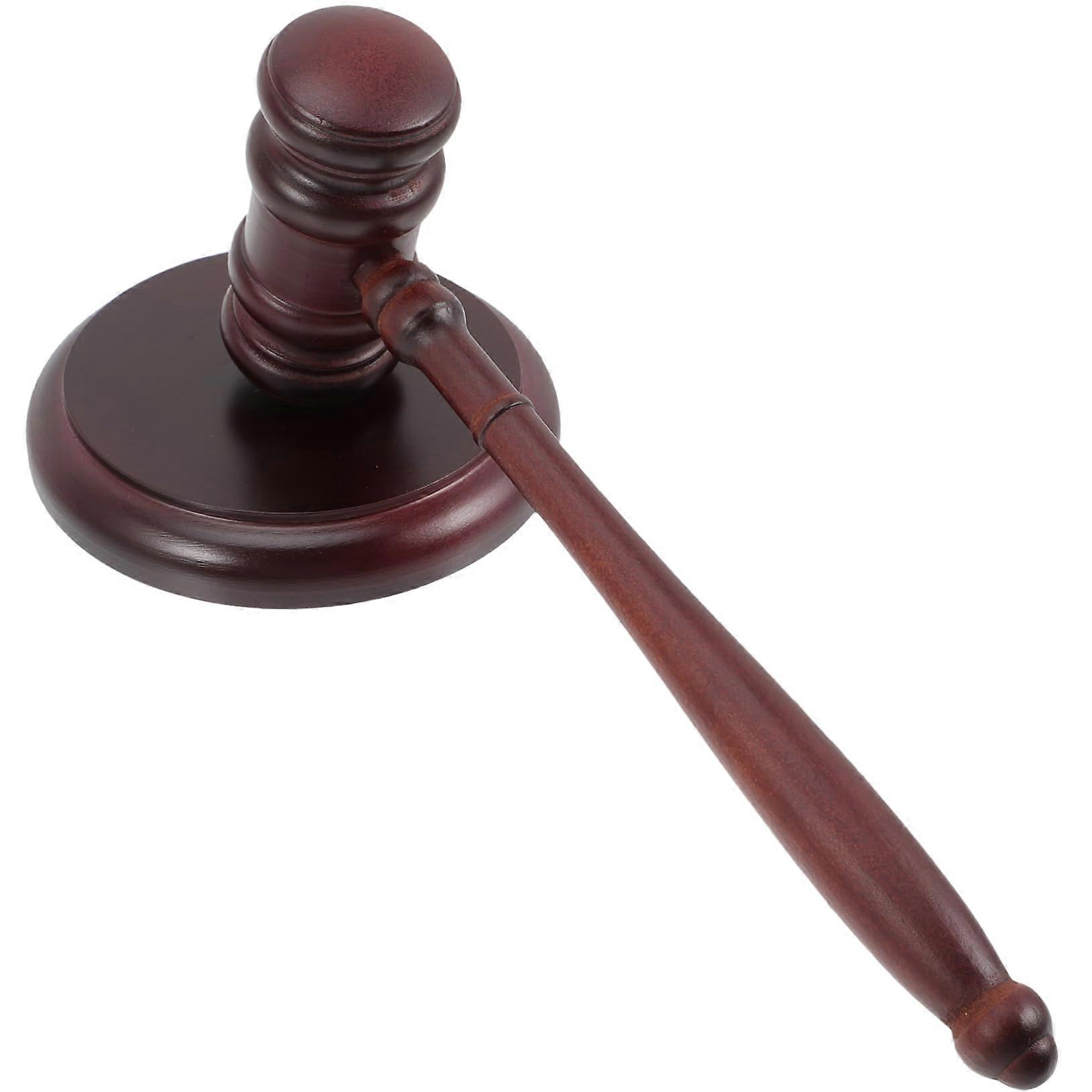 1 Set Lawyer Judge Hammer Auctioneer Valet Chain Paddle Accessories Court Hammer Portable Hammer Support Block Command Judge Robe Wooden Brown