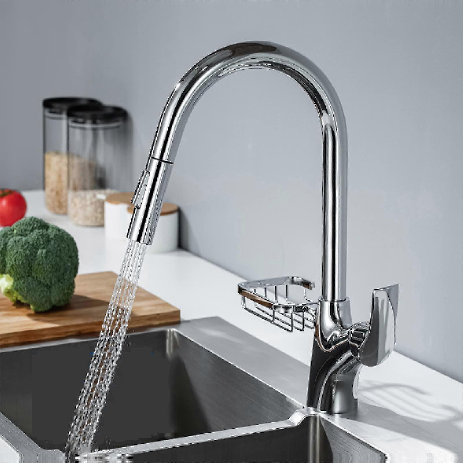 LYSDJEH with pulldown sprayer, 2 types of water outlet modes, pull out a single handle from the kitchen hole, faucet for hot and cold water, black.