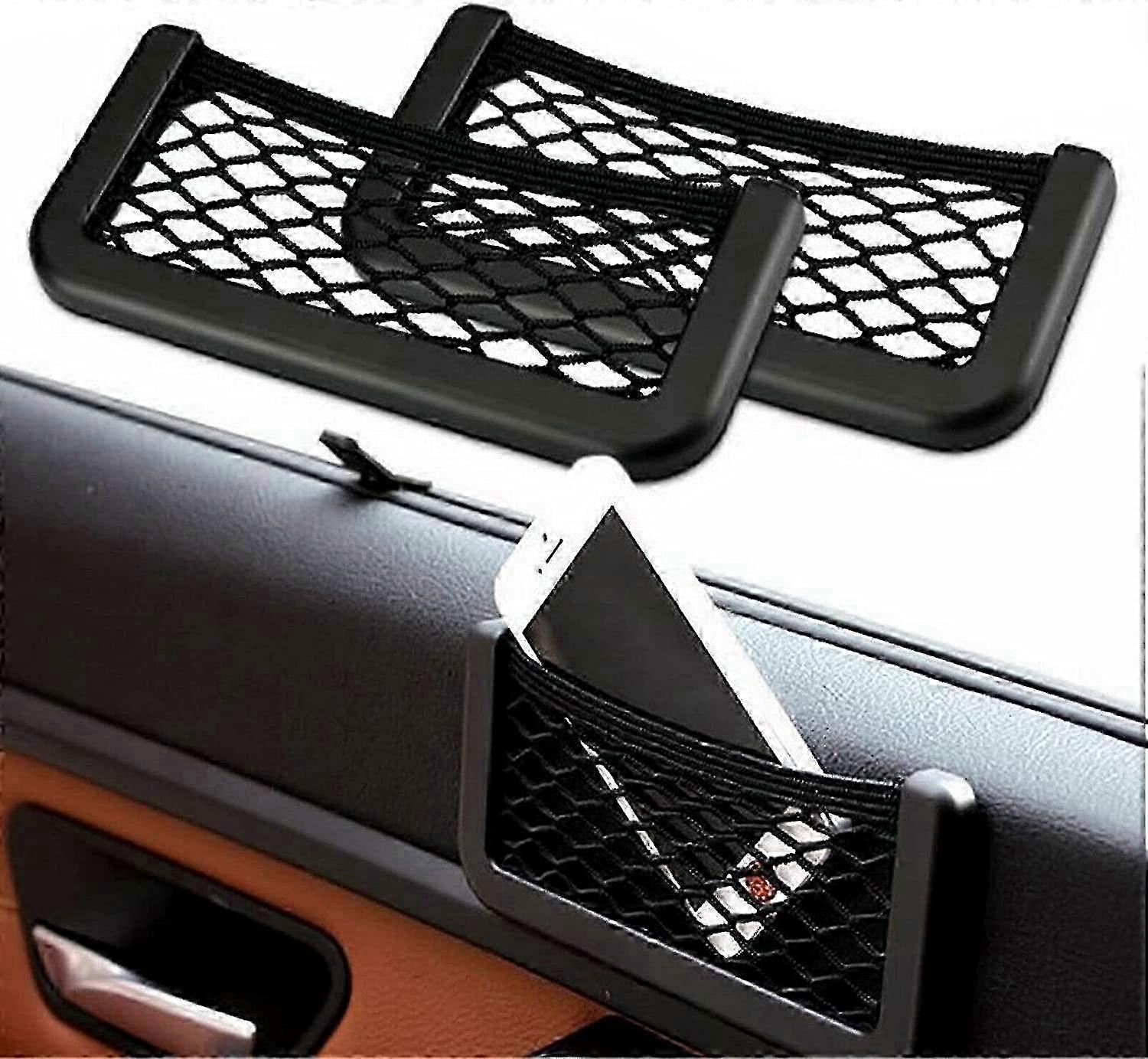 2Pcs Car Net Pocket Car Storage Mesh Bag Car Storage Net Small Car Storage Pocket Elastic Storage Net for Car, 15*8cm SZRH A-GB