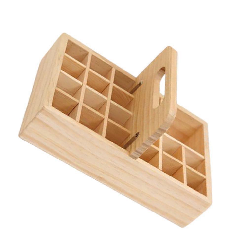 1Pc Multi Grid Wooden Essential Oil Storage Basket Delicate Hand Held Box