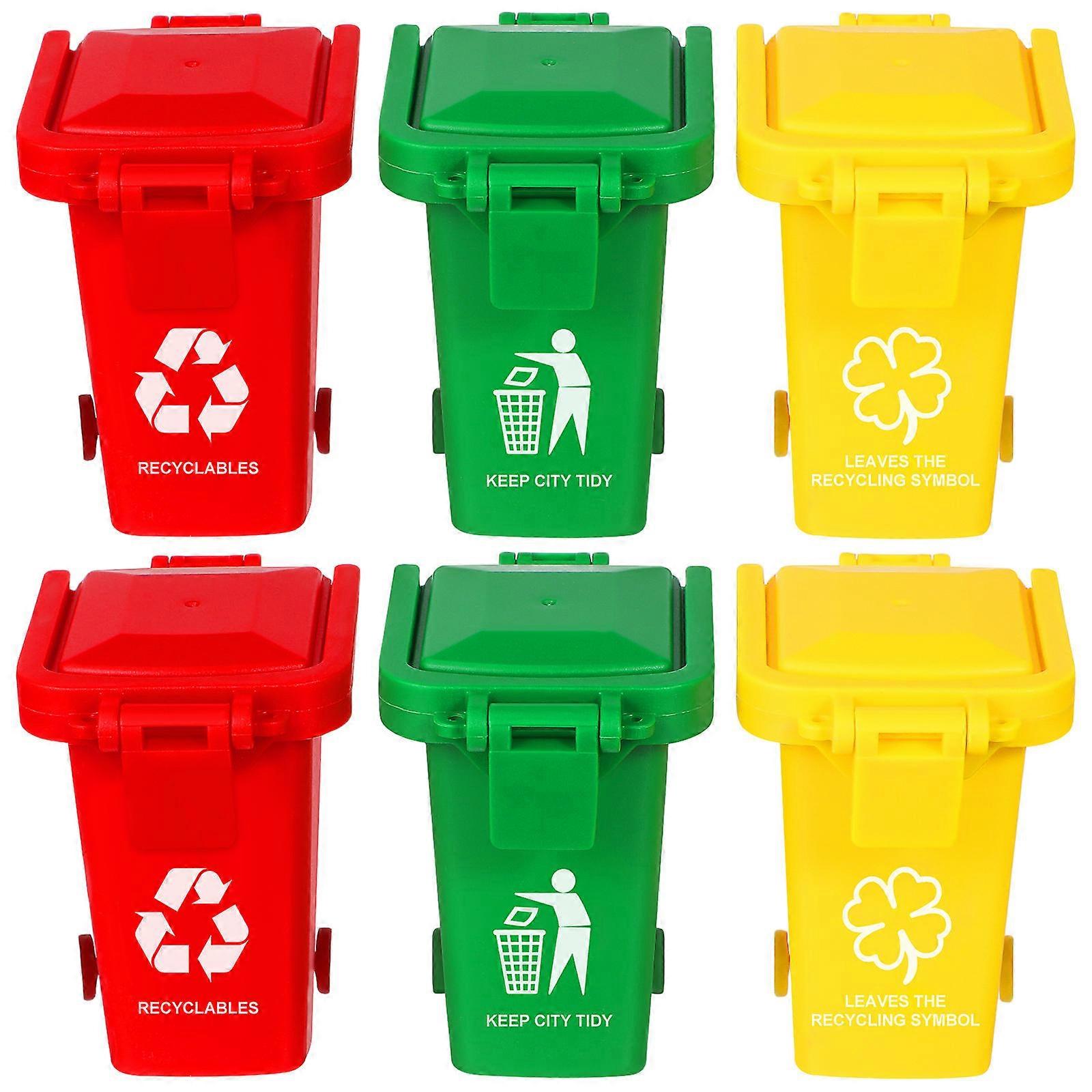 Child Garbage Cans Toy For Learning With Assorted Color And Rectangular Shape Promoting Garbage Classification 6Pcs