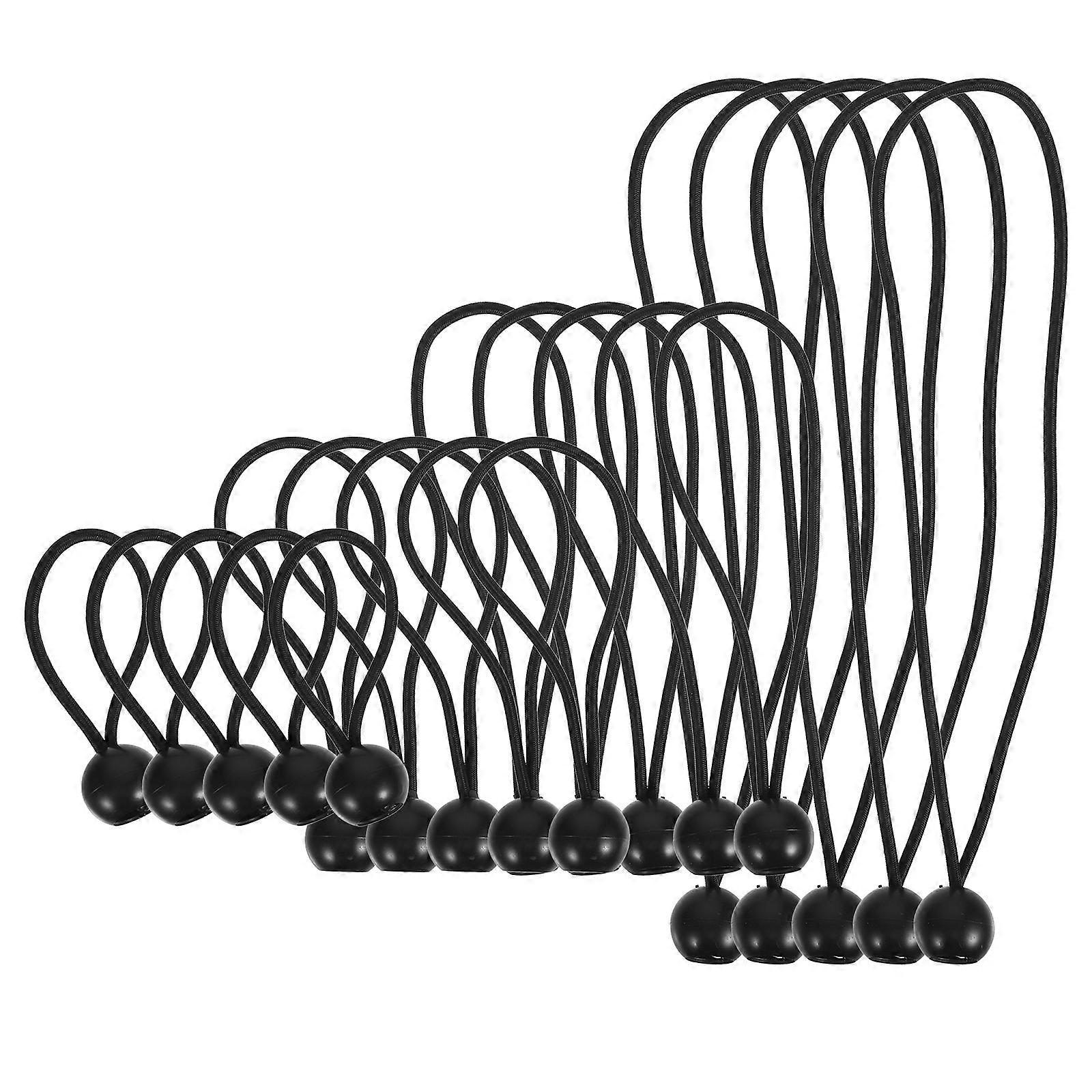 Durable Black Tarp Bungees 20Pcs Heavy Duty Elastic Ball Style For Outdoor Camping And Recreational Uses
