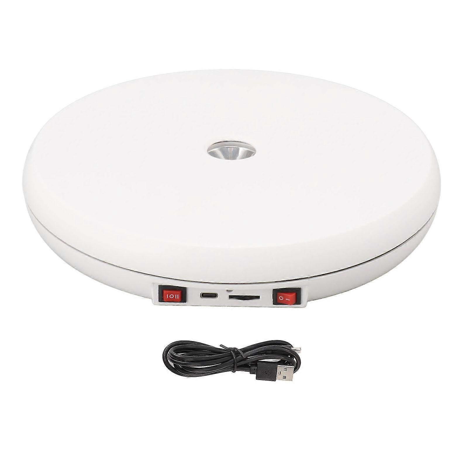 LED Electric Rotating Display Stand Table - Noiseless 25cm Turntable with 20kg Load Capacity for Jewelry Showcase & Display