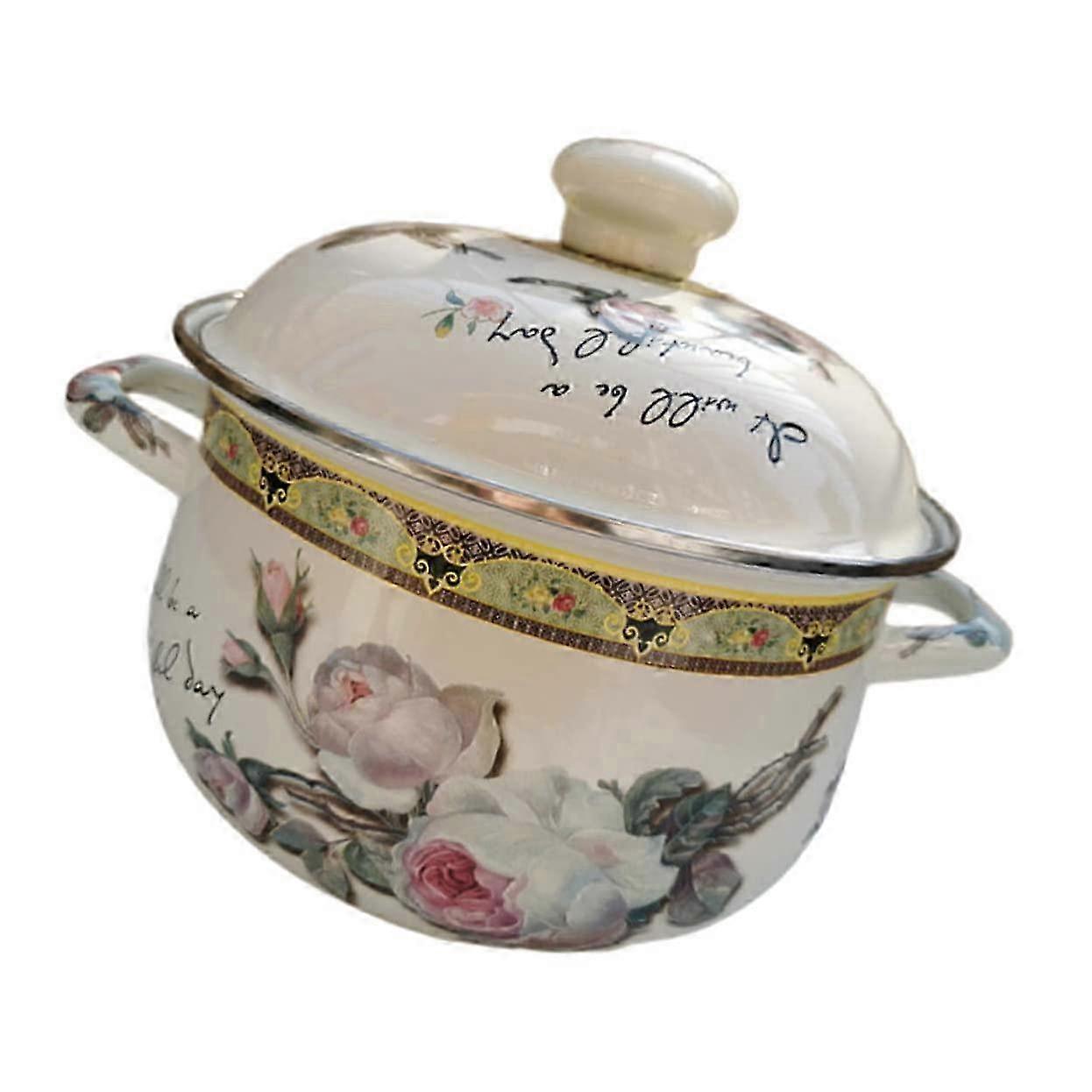 2025 Enamel soup pot with double handles, reinforced cooking pot suitable for induction cooktops, practical kitchen pot for easy and delicious dishes.