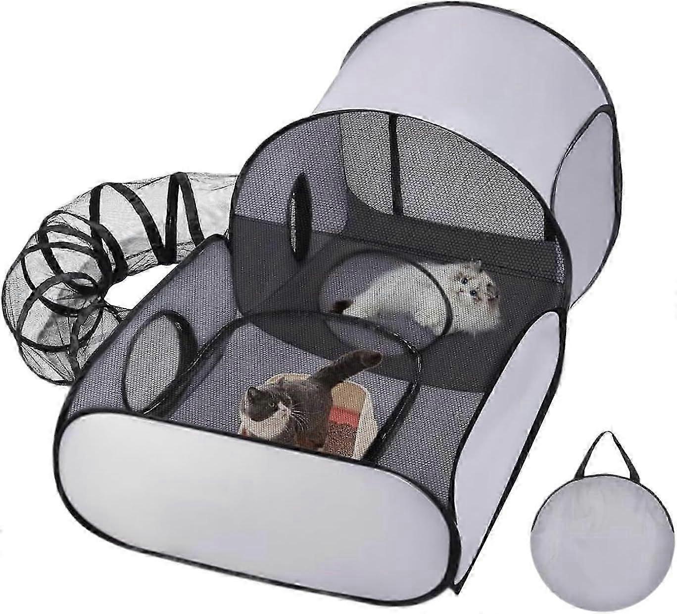 Outdoor Cat Playpen, Cat Playpen - Outdoor - Portable Design - Interactive Play House with Tunnel - Portable Pet Accessory for Puppies and Kittens