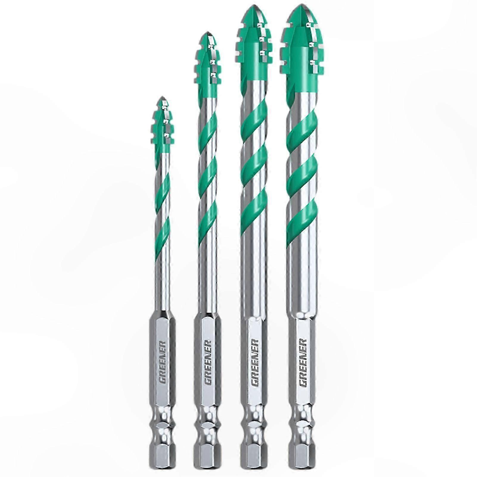 4-Piece Sturdy Drill Bit Set for Wood Tile and More Multi-Flute Sawtooth Design forCellular Materials