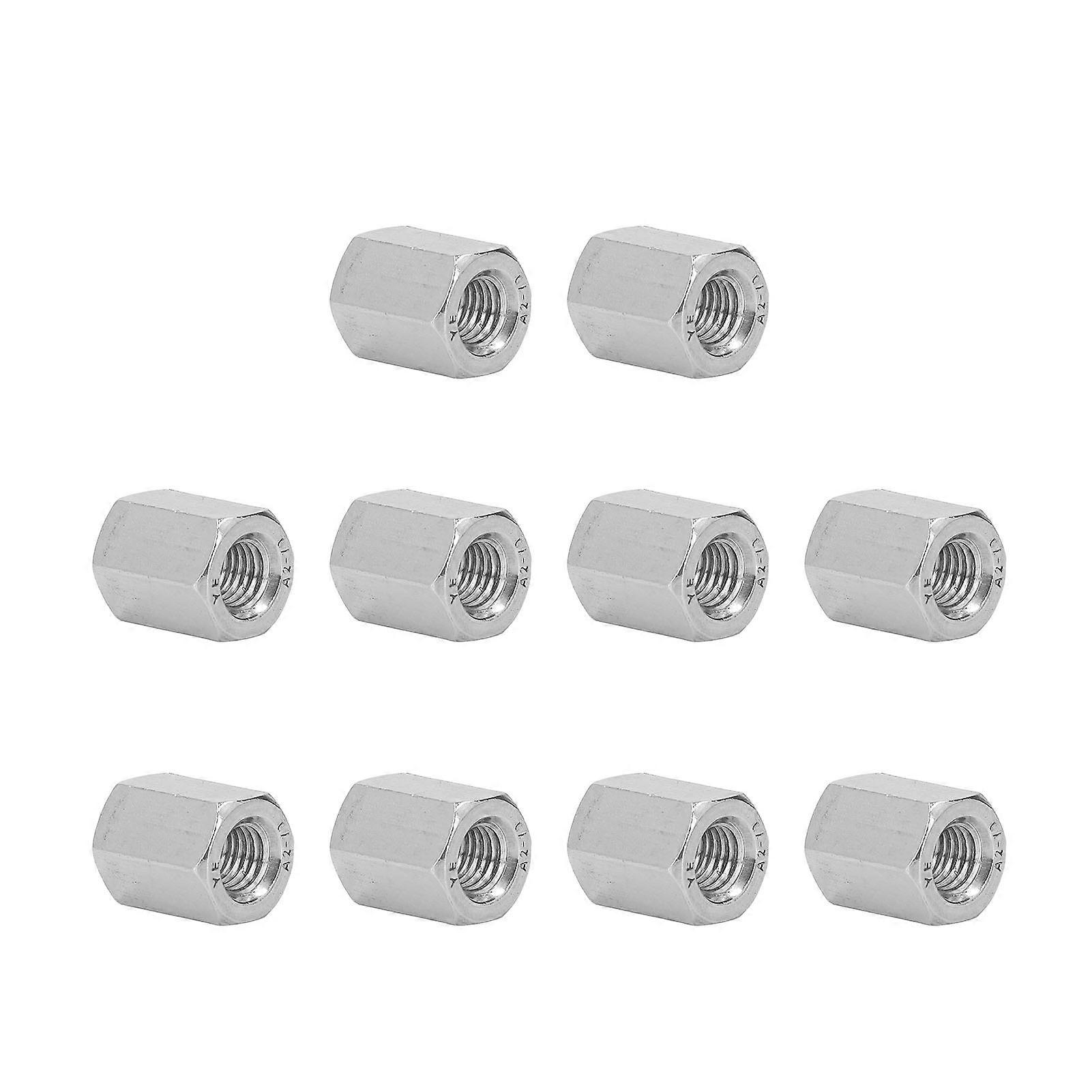 10Pcs Hex Coupling Nut 304 Stainless Steel Anticorrosive M10 Coupling Nut Kit for Bolts Studs