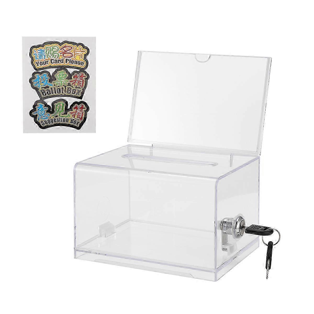 Acrylic Donation Box with Lock, Clear Ballot Box for Fundraising, Suggestion Box - 1 Pack