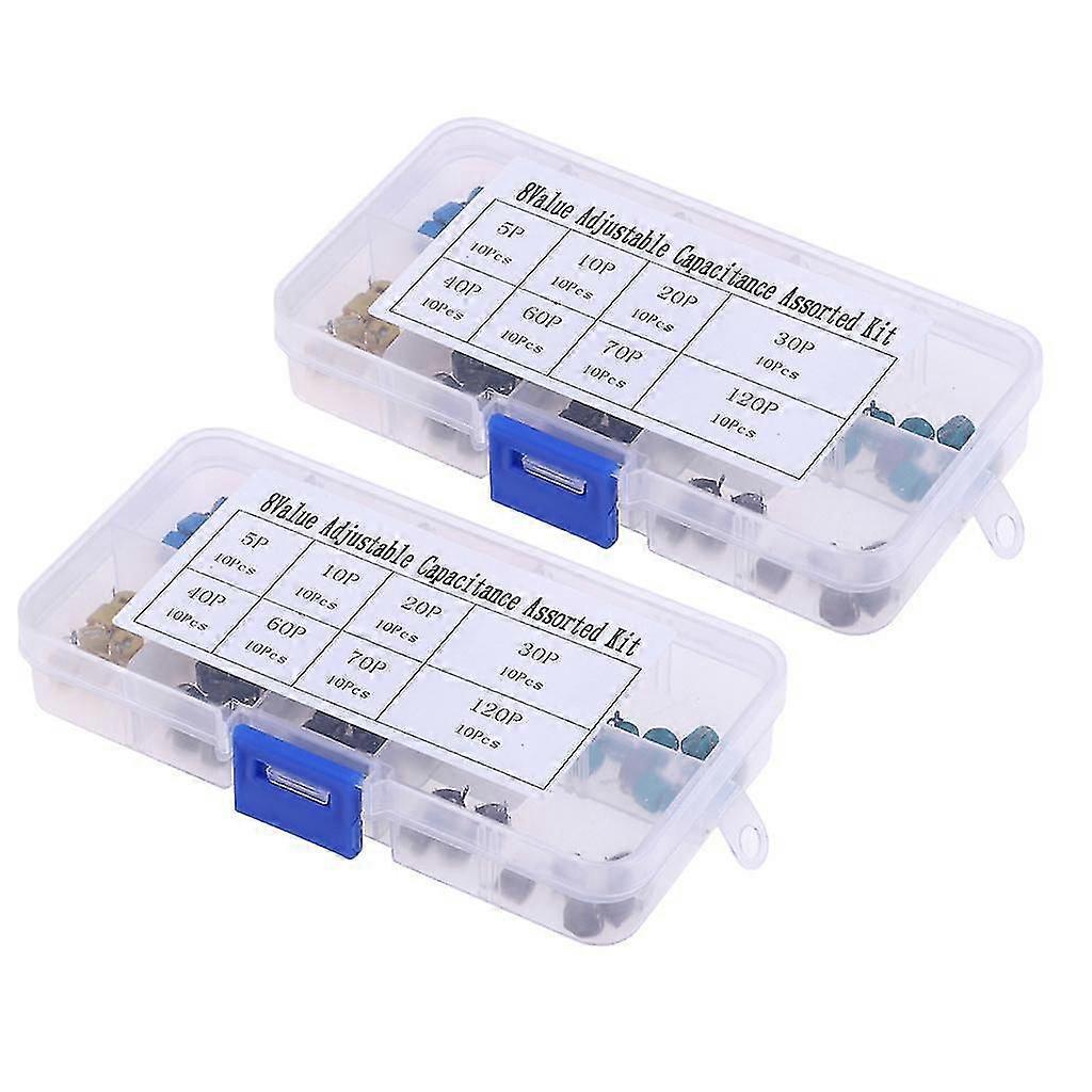 Trimmer Capacitors Assorted Box Kit, 8 Values x 20 Pieces, Total 160 Pieces