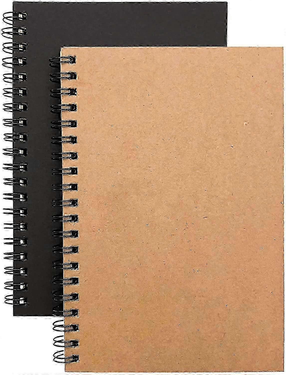 A5 Sketchbook 2-Pack with Soft Cover and Spiral Notebook - Kraft Cover Blank Sketch Pad, 100 Pages White Cartridge Paper