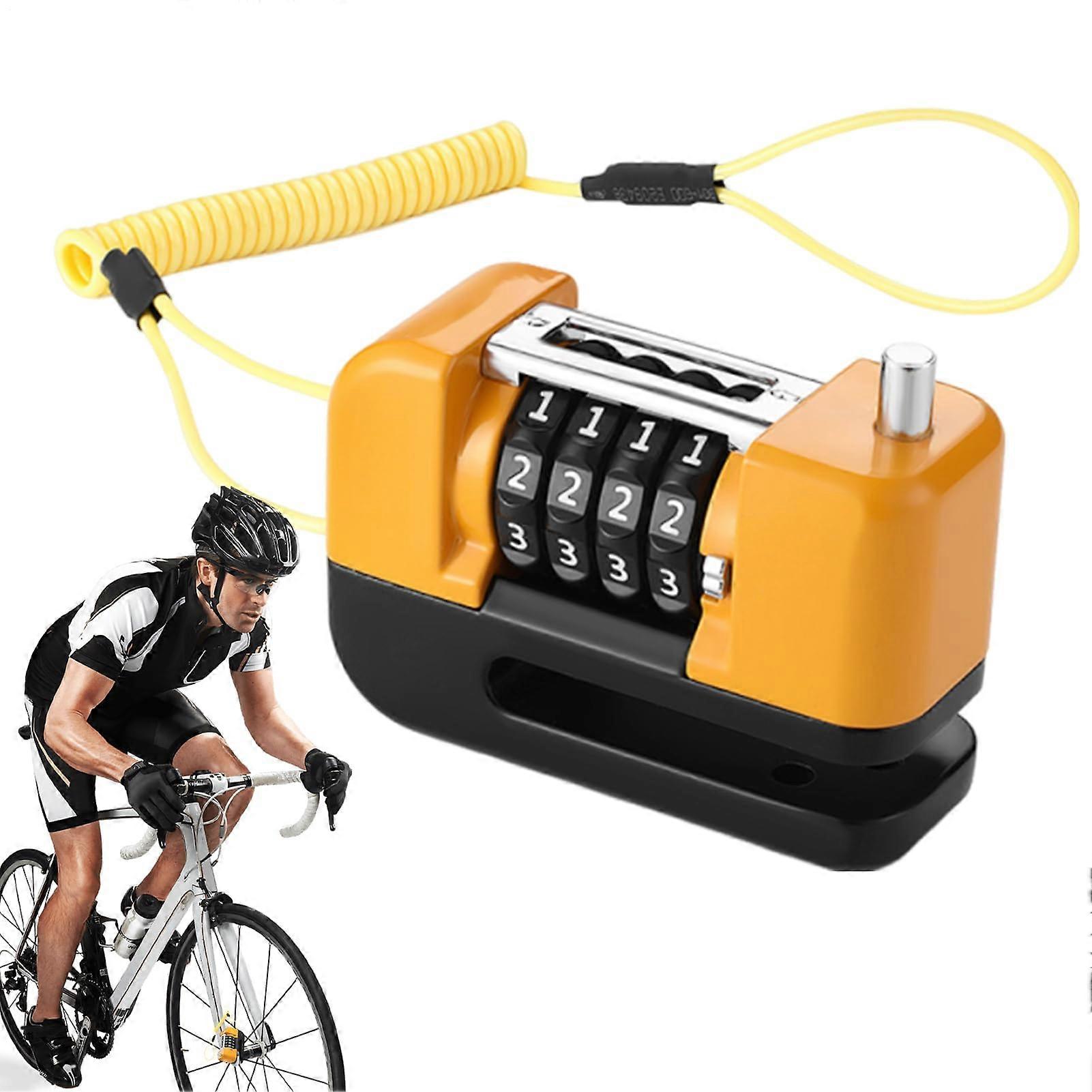 Brake disc lock – Combination lock for ebikes and bicycles Security device for bicycles and motorcycles with locking mechanism Orange