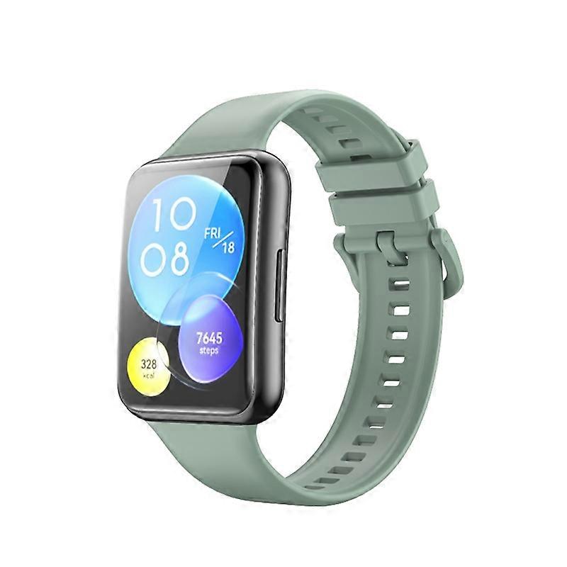 For Huawei Watch Fit 2 Silicone Watch Band Adjustable Soft Replacement Strap - Grey-green