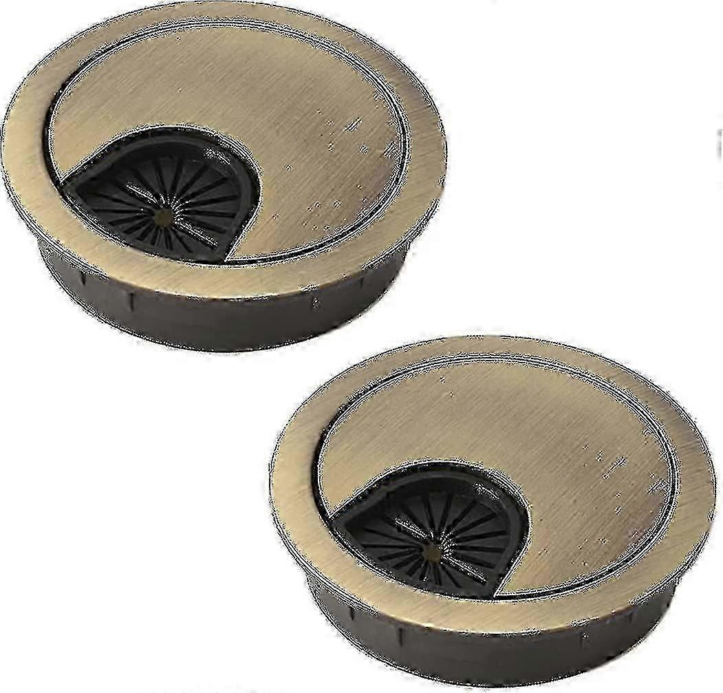 2 πακέτο 60mm μεταλλικοί δακτύλιοι καλωδίων, στρογγυλή κάλυψη τρυπών καλωδίων γραφείου, χάλκινος οργανωτής καλωδίων για καλώδια γραφείου