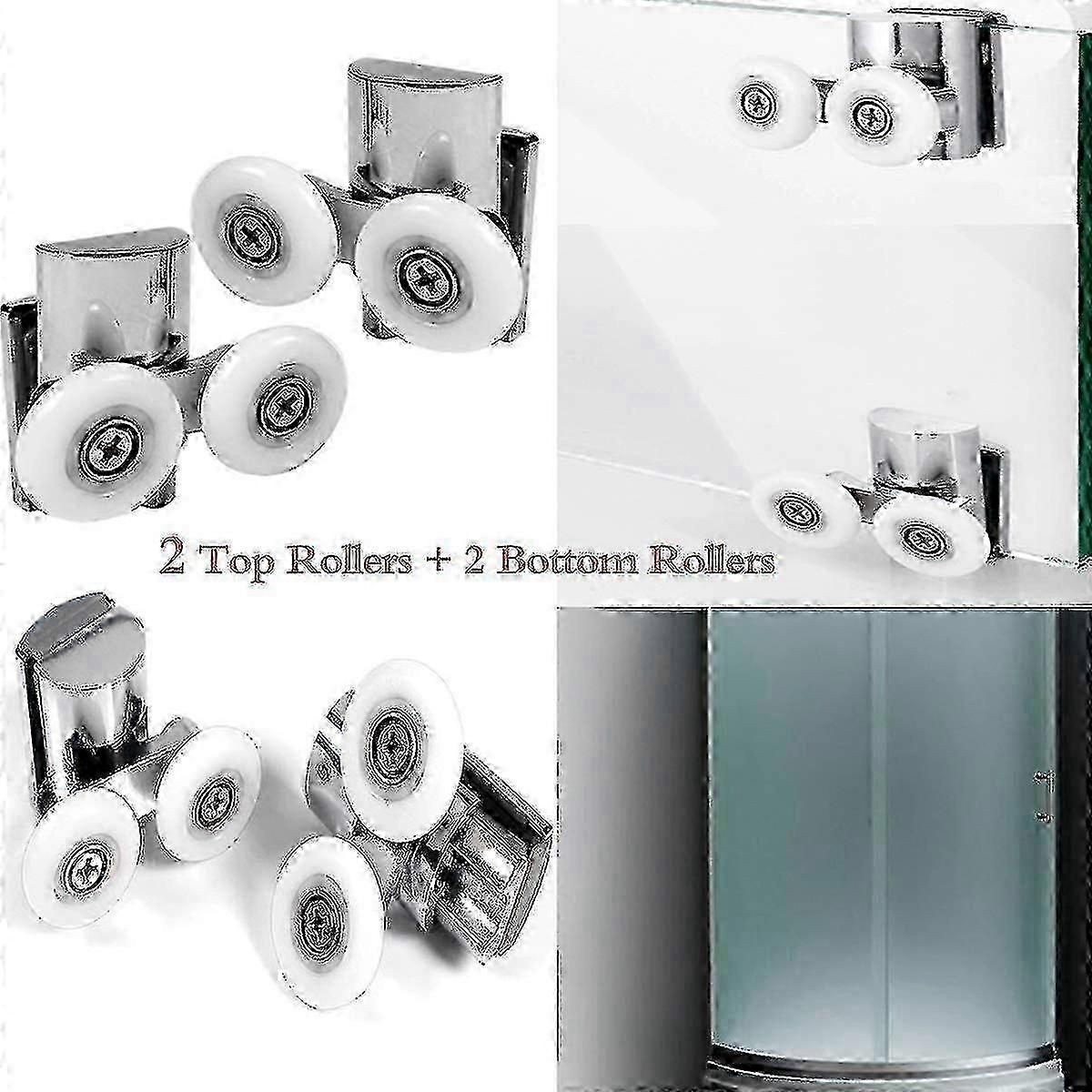 4pcs Heavy Duty 23mm Alloy Wheels for Flat Sliding Shower Doors - Durable Replacement Rollers