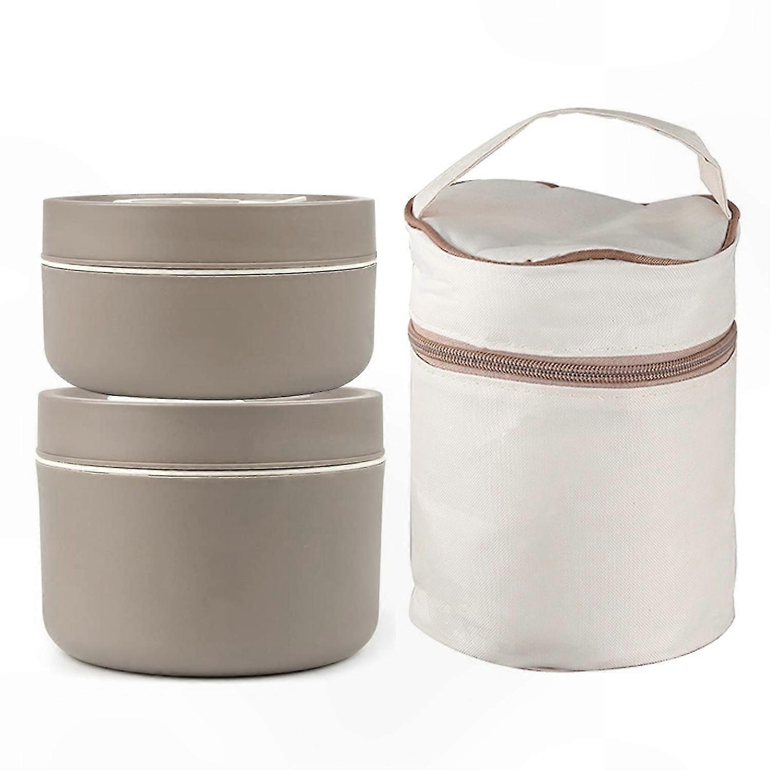 Insulated Portable Lunch Box Set with Cutlery and Carry Bag - 2 Pack in Nordic Blue