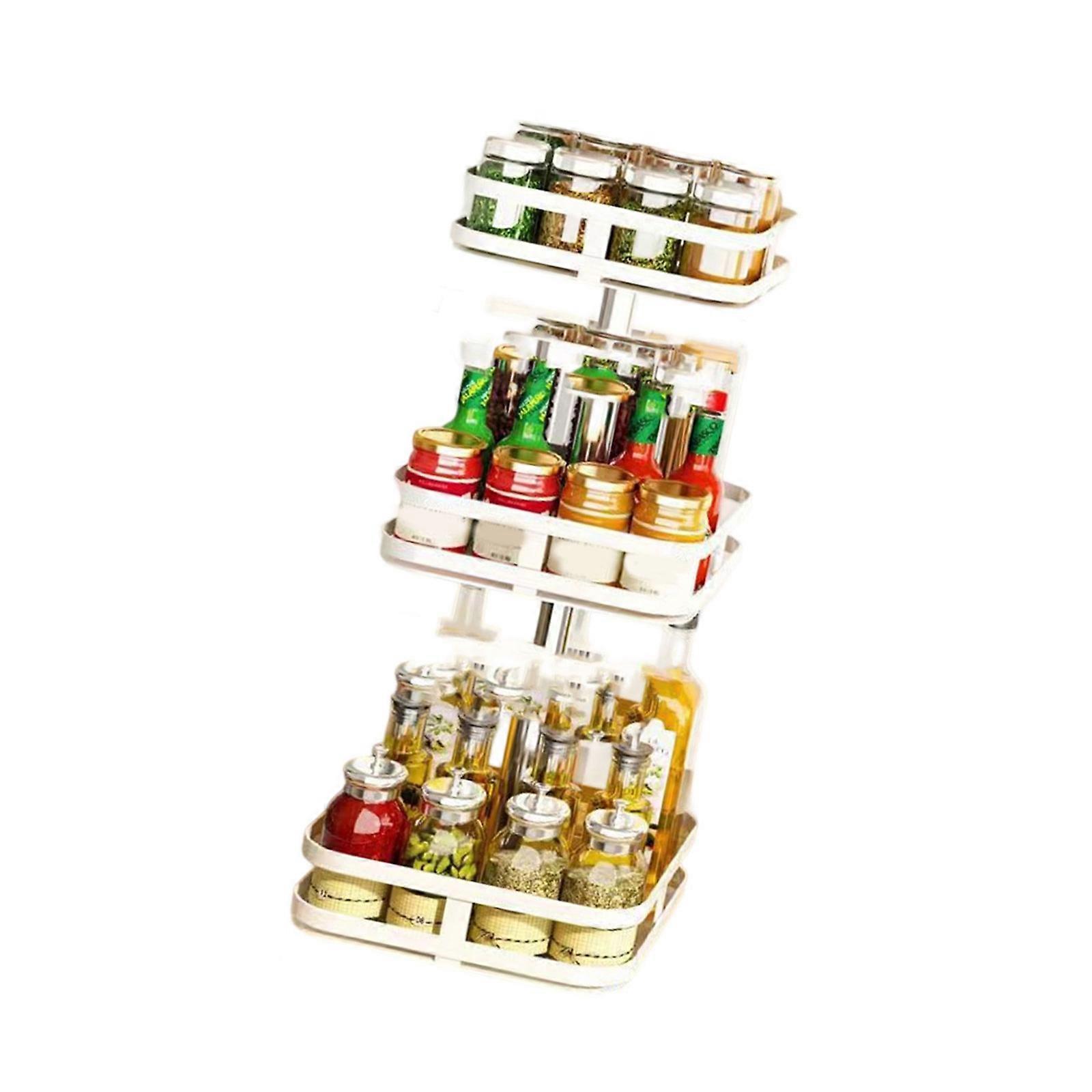 360 Degree Rotating Kitchen Countertop Organizers Adjustable Tiers Shelf for Bathroom Cosmetics  White