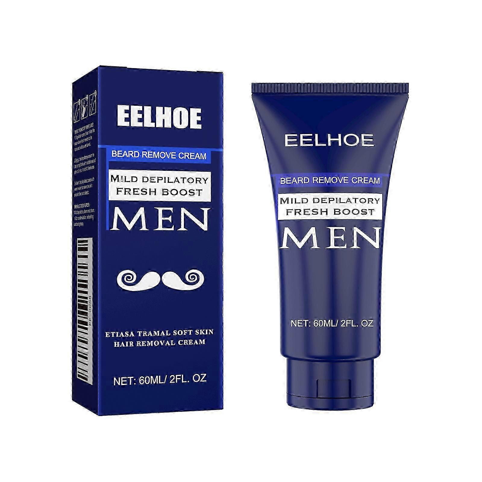 Crème dépilatoire pour hommes EELHOE : Douce, nettoie les poils de la poitrine et la barbe, nourrit et hydrate la peau sans l'irriter.