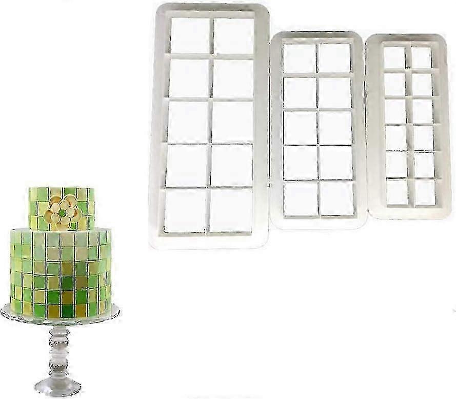 Square Cookie Cutter Set - Geometric Multicutter for Cake Fondant and Biscuits (3 Sizes)