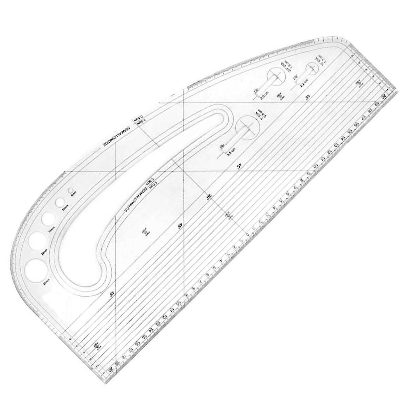Clear Acrylic Pattern Making Ruler Sewing Template Tool With 5 Round Button Cutouts 3 Eyelet Slots For Crafting Multicolor