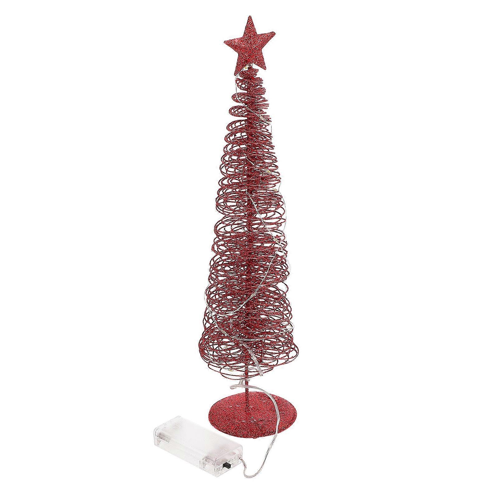 Creative Christmas Tree Desktop Ornament Luminous Tree Shape Iron Material Battery Powered 1Pack
