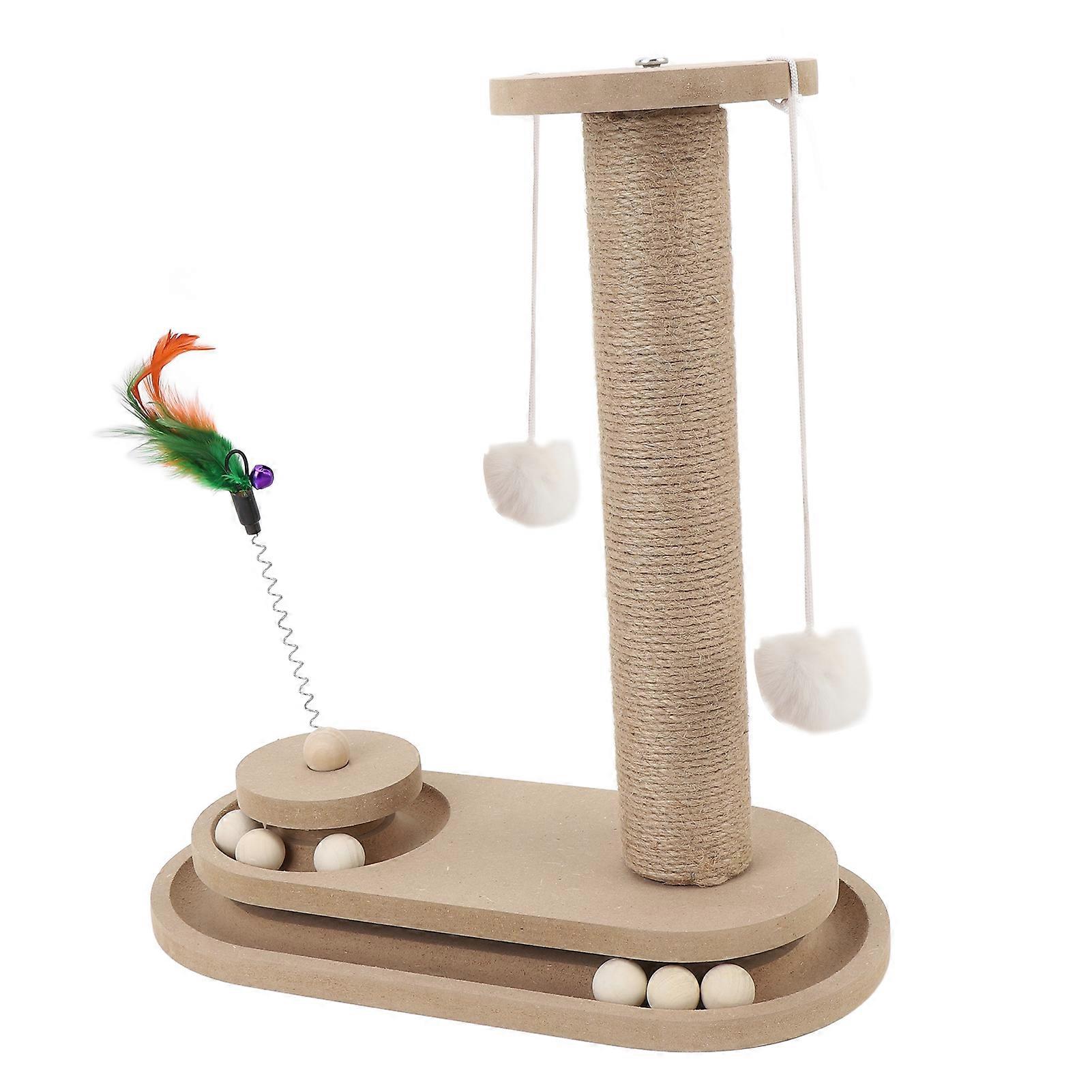 Multifunctional Cat Scratching Post with Ball & Stable Base, Density Board