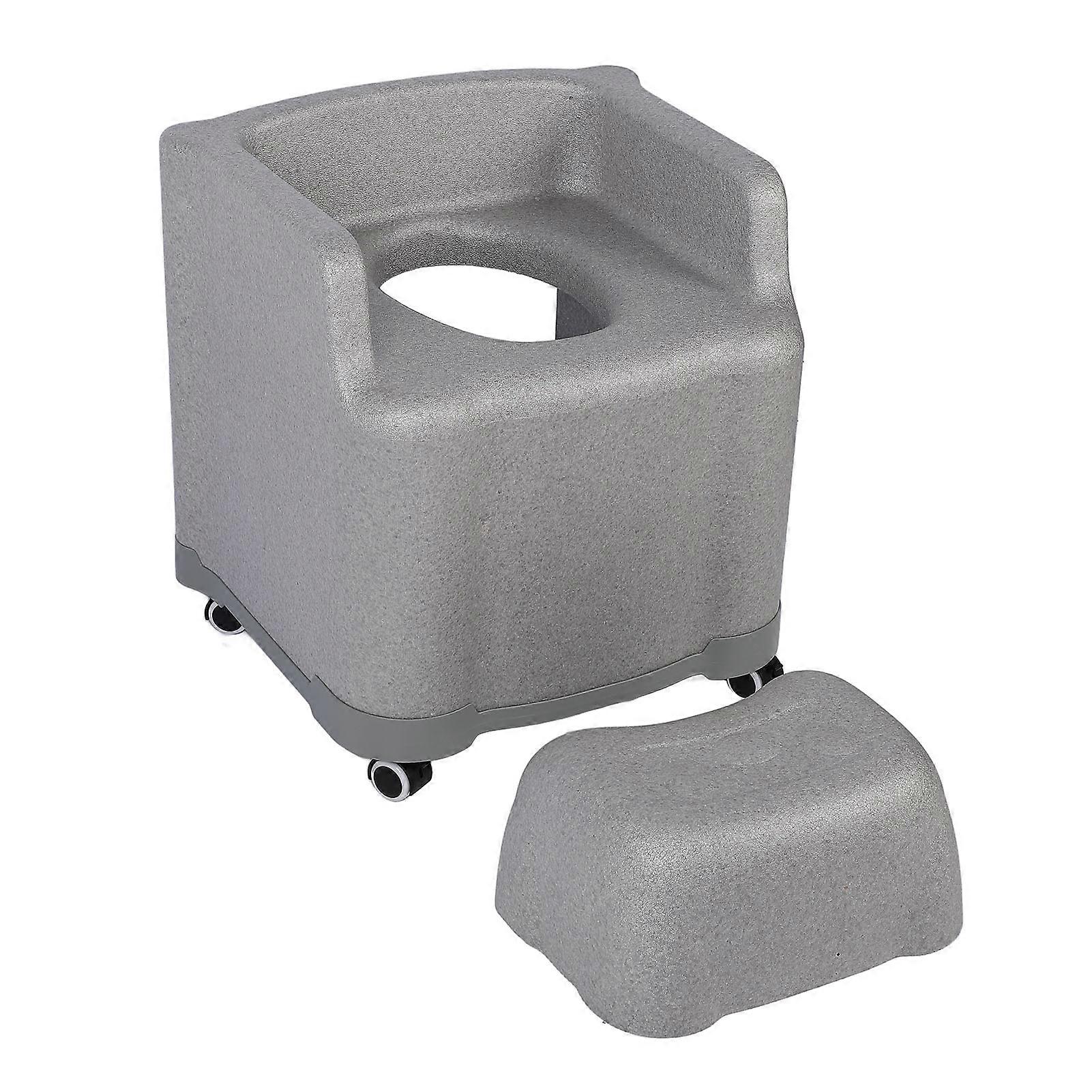 Rolling Bedside Commode Chair 59x55x50cm Gray with Footrest