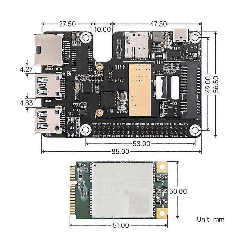 For 5 Pcle To Minipcle Gbe Usb32 Hat Gigabit Ethernet