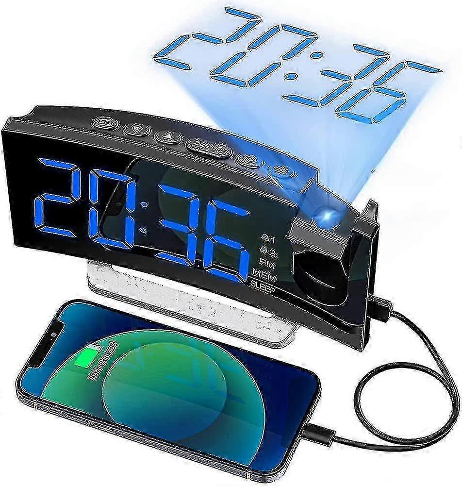 Alarm Clock Radio, Digital Clock With 0-100% Dimmer And Projection On Ceiling SZRH A-S