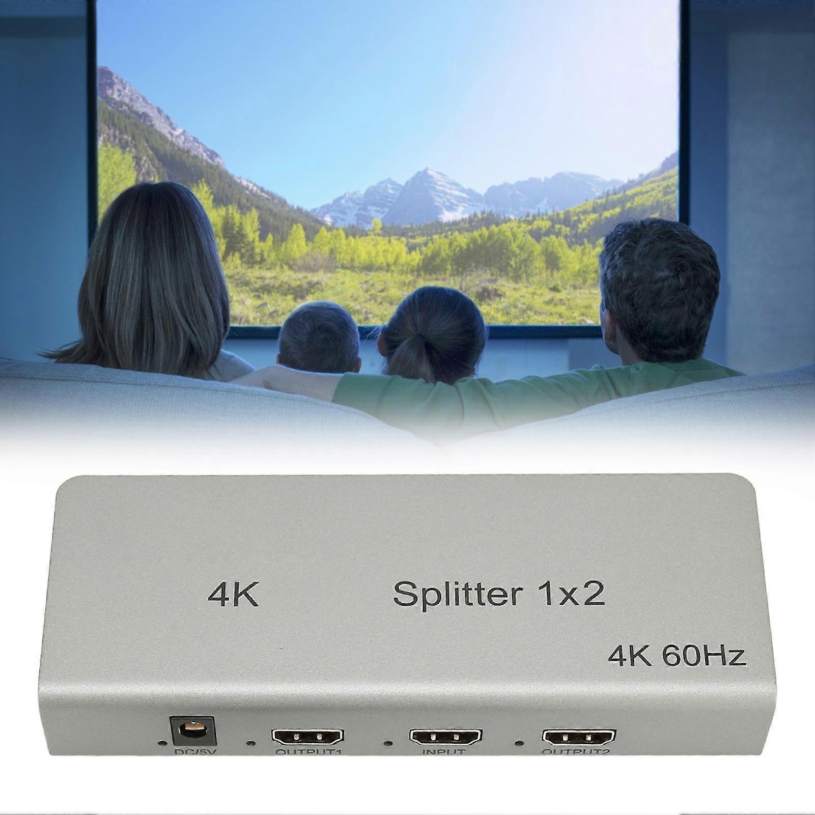 HD Multimedia Interface Splitter 4K 1 in 2 Out Sound Video Duplicator for Xbox for PS4 HDTV 100‑240V UK Plug 