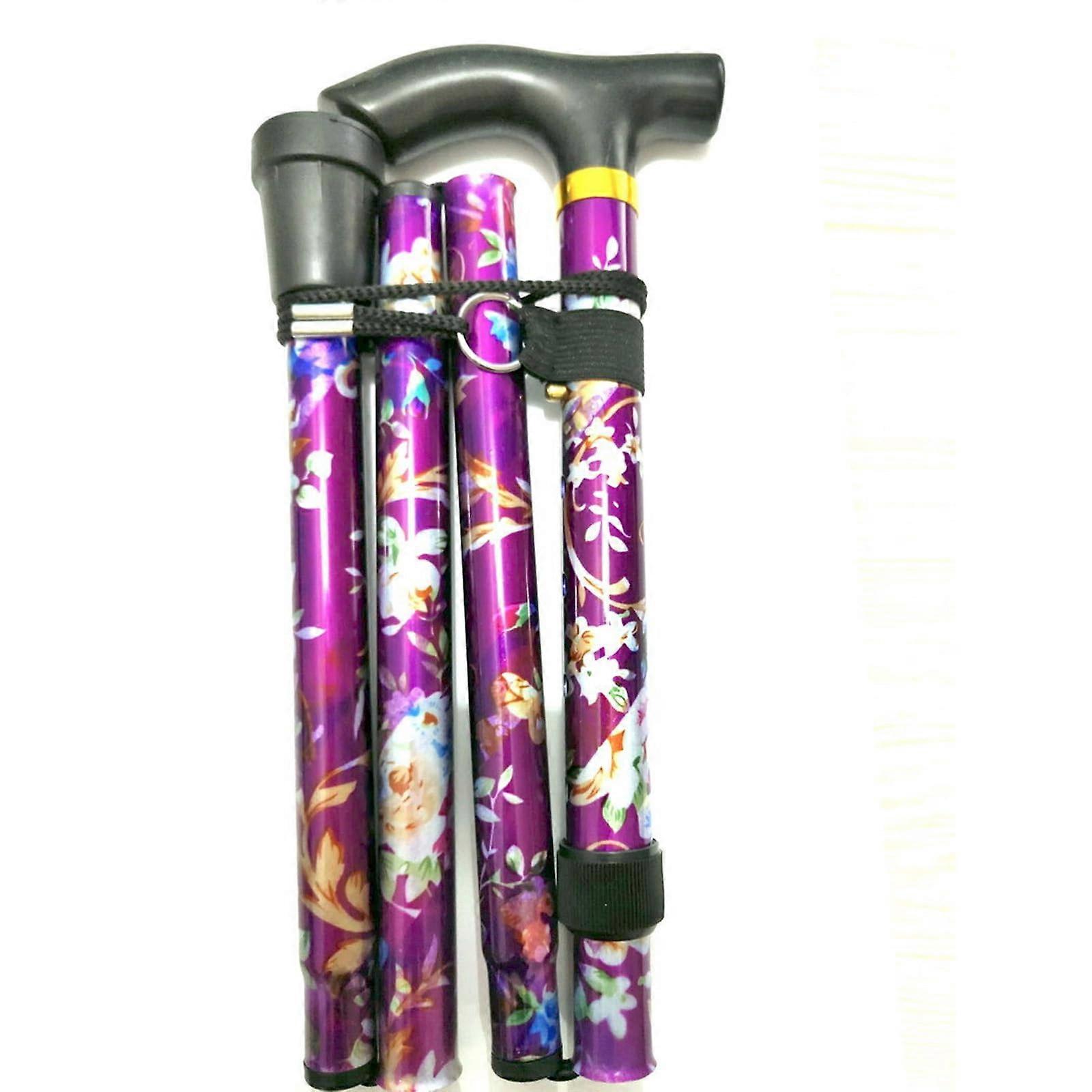 Walking Cane Folding Telescopic Stick, Adjustable Height Five-Section Crutches for Outdoor Use, Lightweight and Extendable