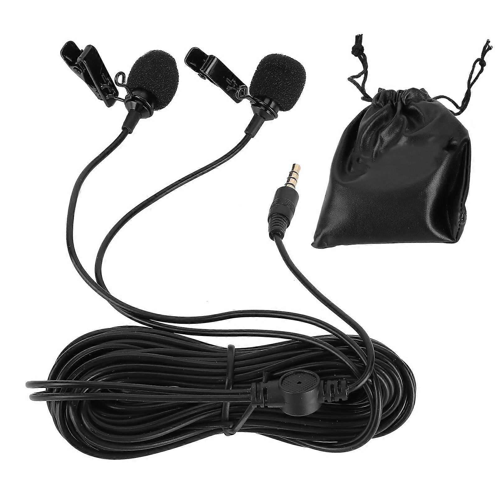 ClipOn Microphone Wearable Lavalier Lapel Professional for Computer Smartphone Tablet(M2 Double Head )
