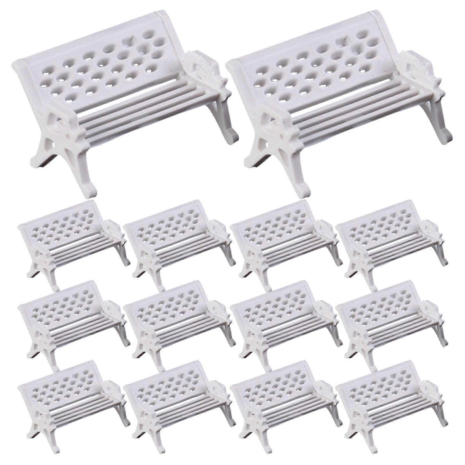 Miniature Park Bench Models for Decoration 40Pcs White Mini House Park Benches