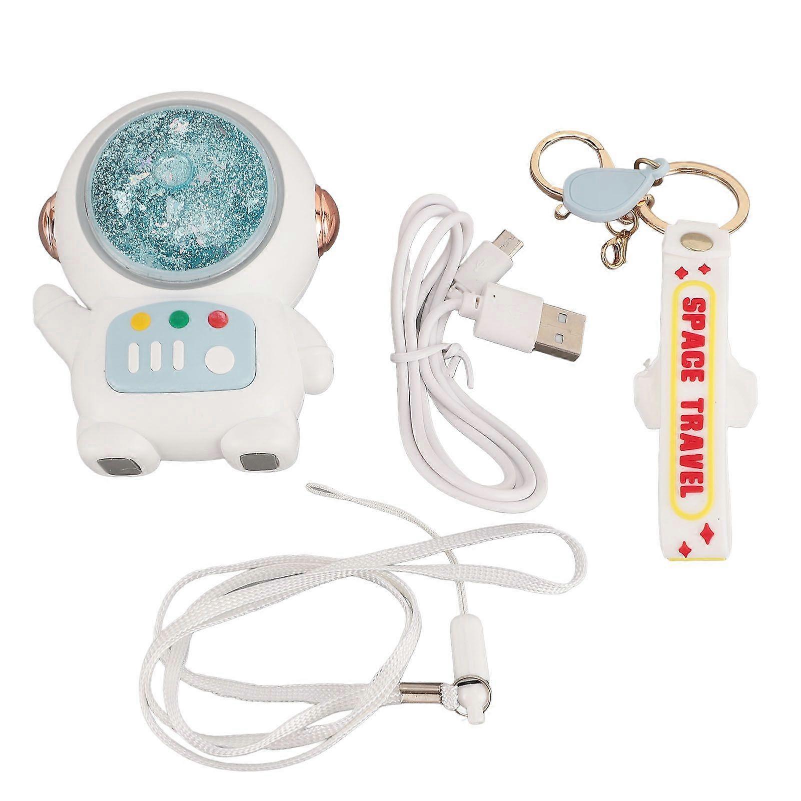 Astronaut Portable Fan Mini USB Charging Handheld Leafless Portable Neck Hanging Fan for Working Resting Light Blue