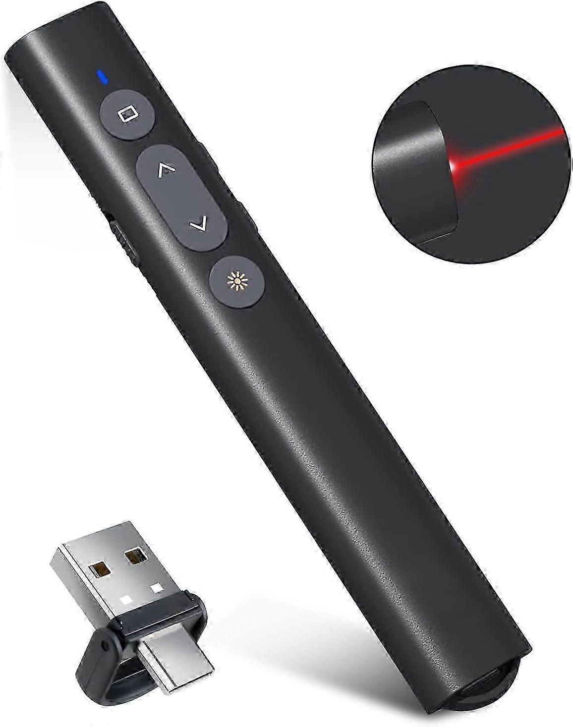 Wireless USB-A and USB-C Presentation Clicker for PowerPoint and Other Slideshows