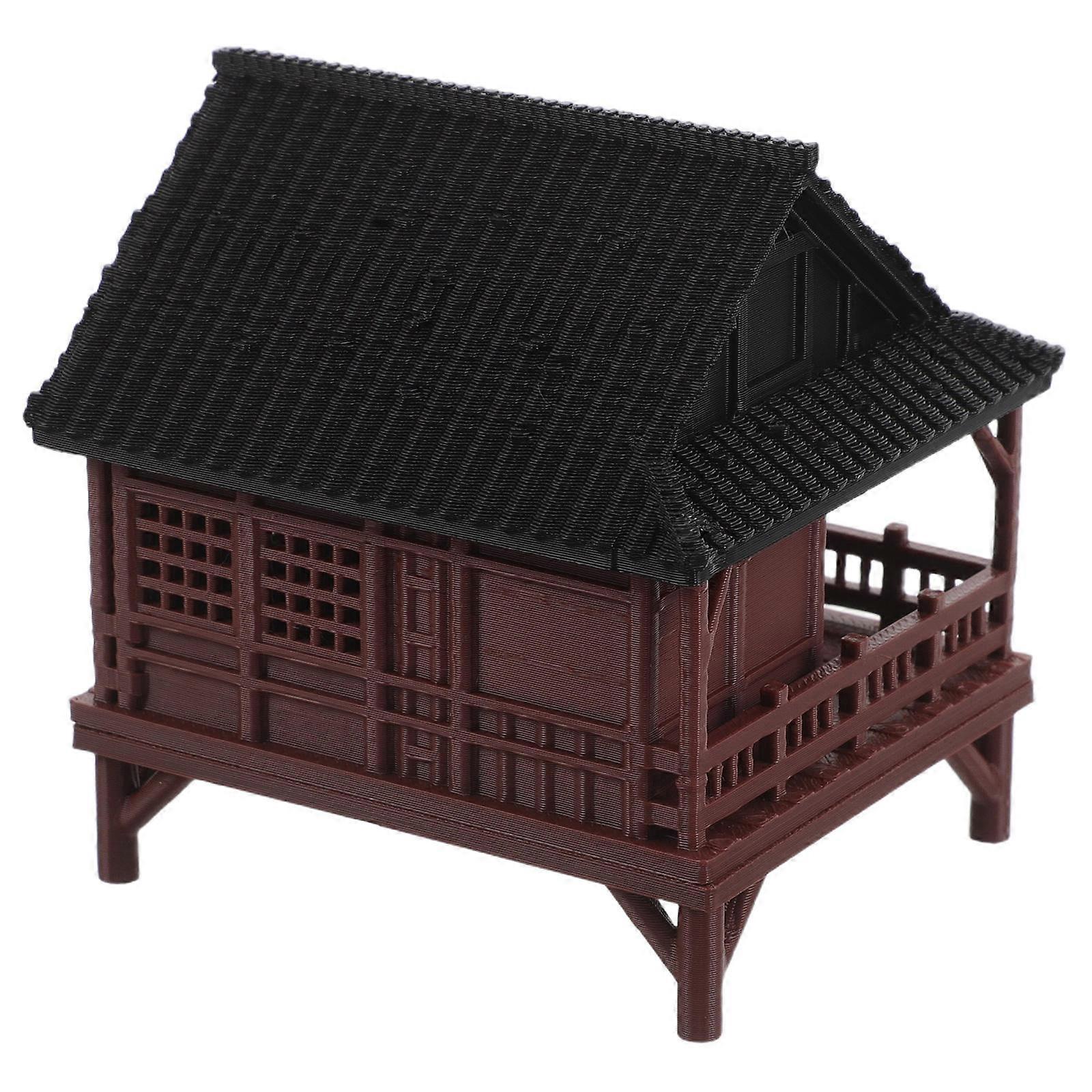 Asian Style Mini Pavilion Figurines for Aquarium Decoration 4Pcs Micro Landscape