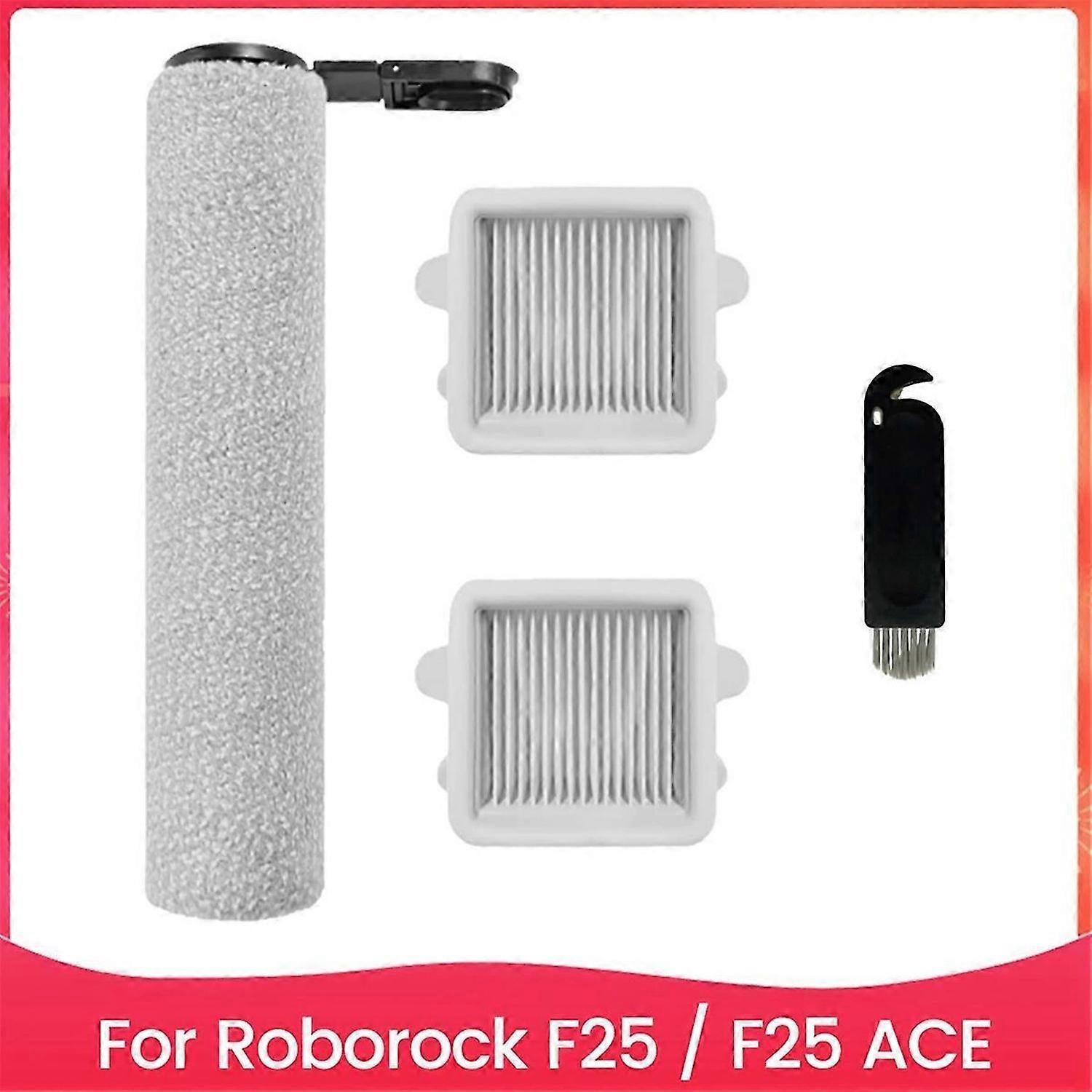 Replacement Accessories Kit for F25 / F25 Vacuum Ceaner, Include 1 Roller Brush and 2 Filters