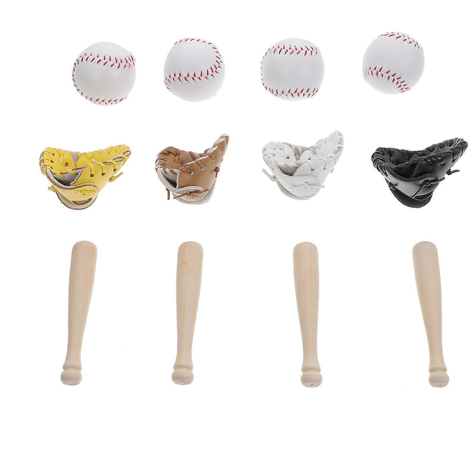 Mini Baseball Model Key Pendants for Decoration 4Sets Durable Assorted Color