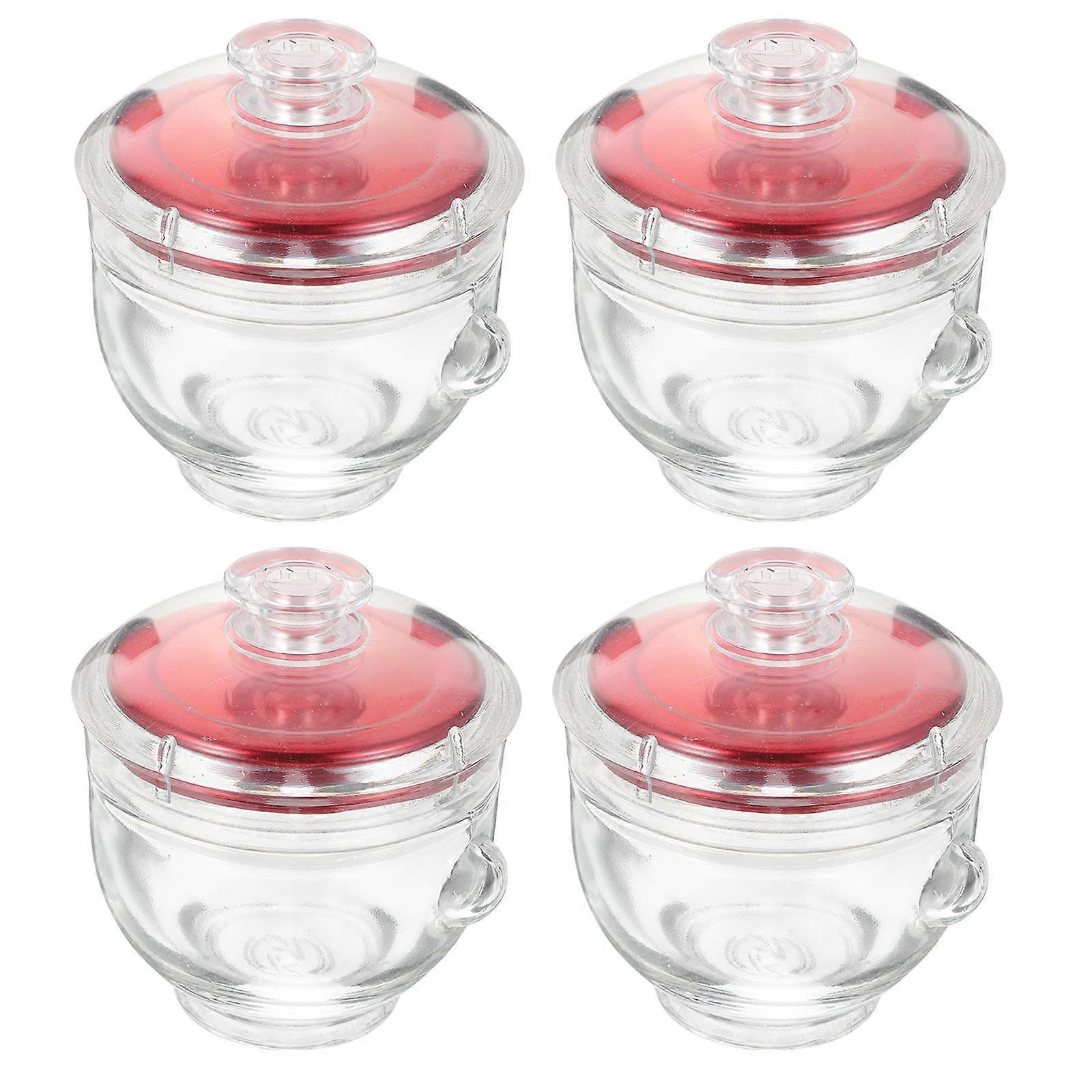 Glass Jar Cubilose Bottle for Storage Use 4Pcs Household Sealed Containers Red