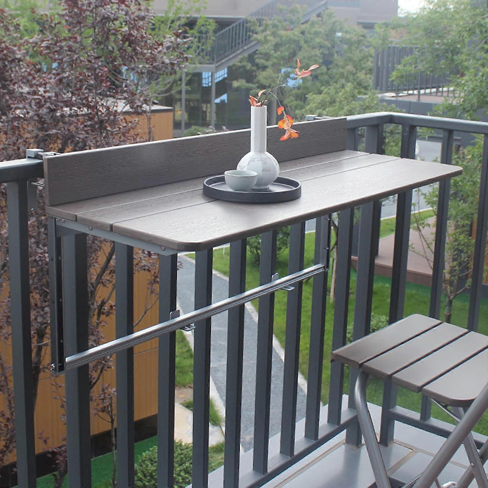 Hanging Table Folding Balcony Railing Side Table Adjustable Foldable Patio Desk 100x27 Cm 8 Sizes Compatible With Rails