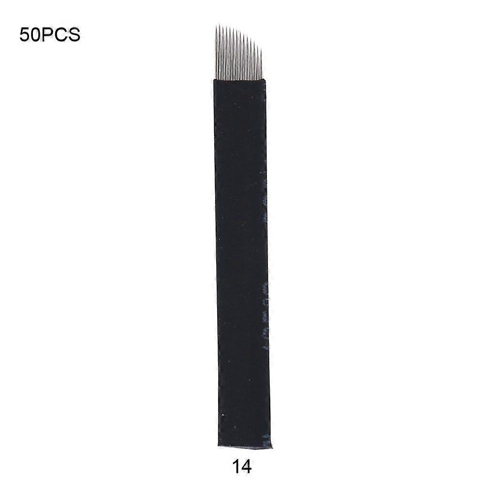 50pcs Microblading Eyebrows Needles Eyebrow Eye Lips Tattoo Needles 9/12/14/16/21 Pins (14 pin)