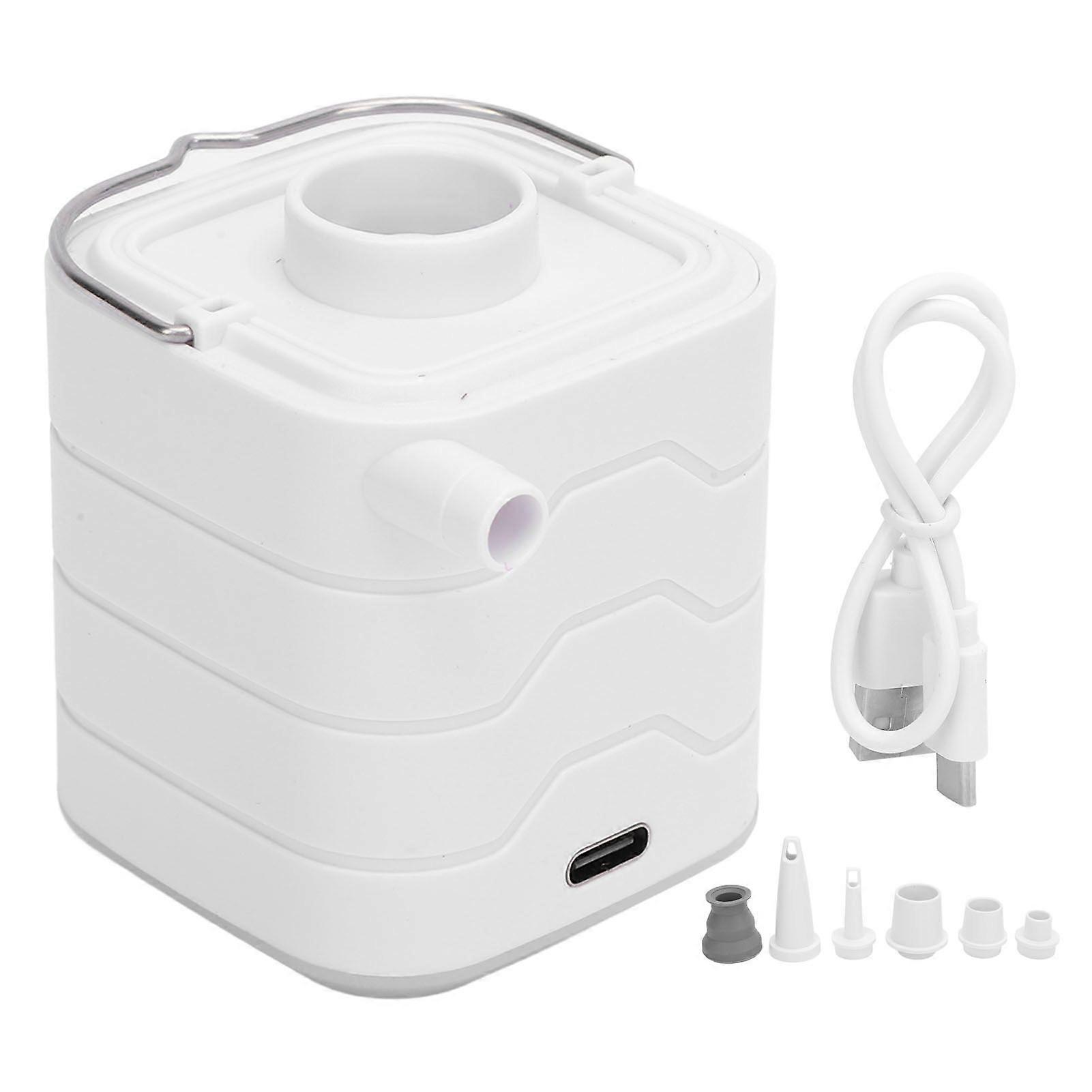 Small Air Pump with LED Light Various Nozzles 1600mAh Type C Rechargeable Small Inflator Deflator for Air Mattress Swimming Ring Inflatable Toy