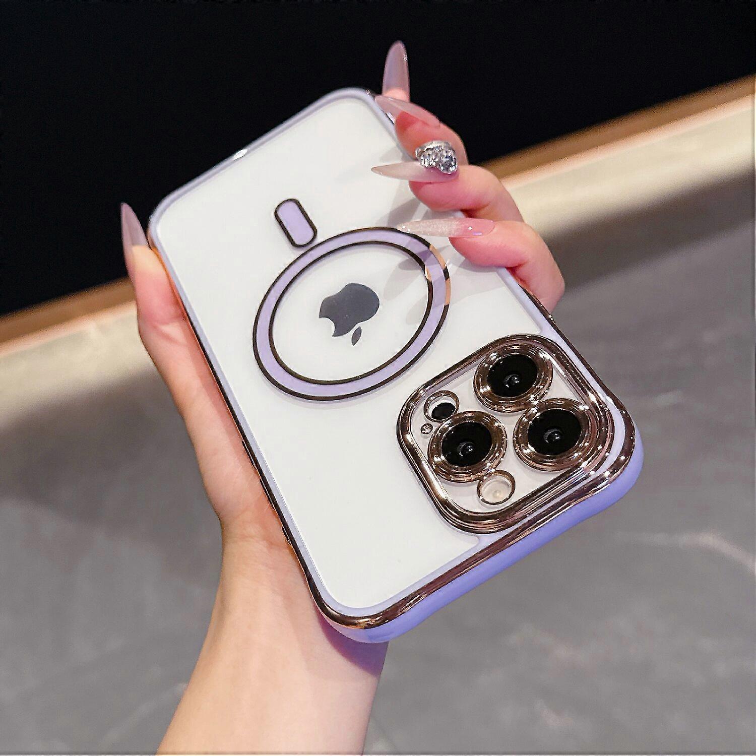 Luxury Shockproof Magnetic Transparent Case for IPhone 16 Pro Max 15 14 13 Pro Max 15 16 Plus 16e Magsafe Wireless Charge Cover