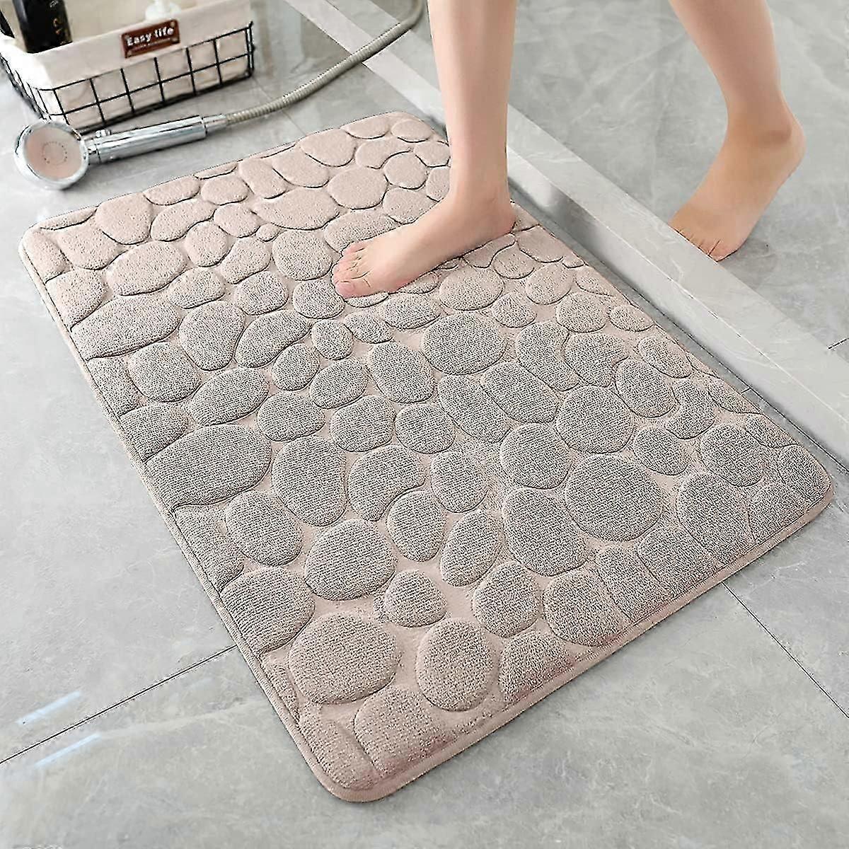 LINJOU Memory Foam Badmatta Kullersten Badrumsmattor Super Vattenabsorberande Badmattor (khaki)