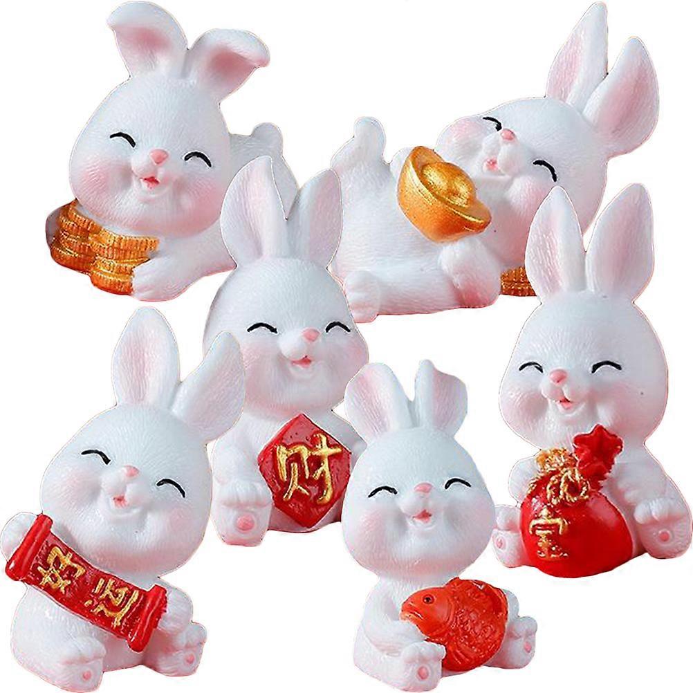 Miniature Resin Rabbit Figurines for Dollhouse and Desktop 12Pcs