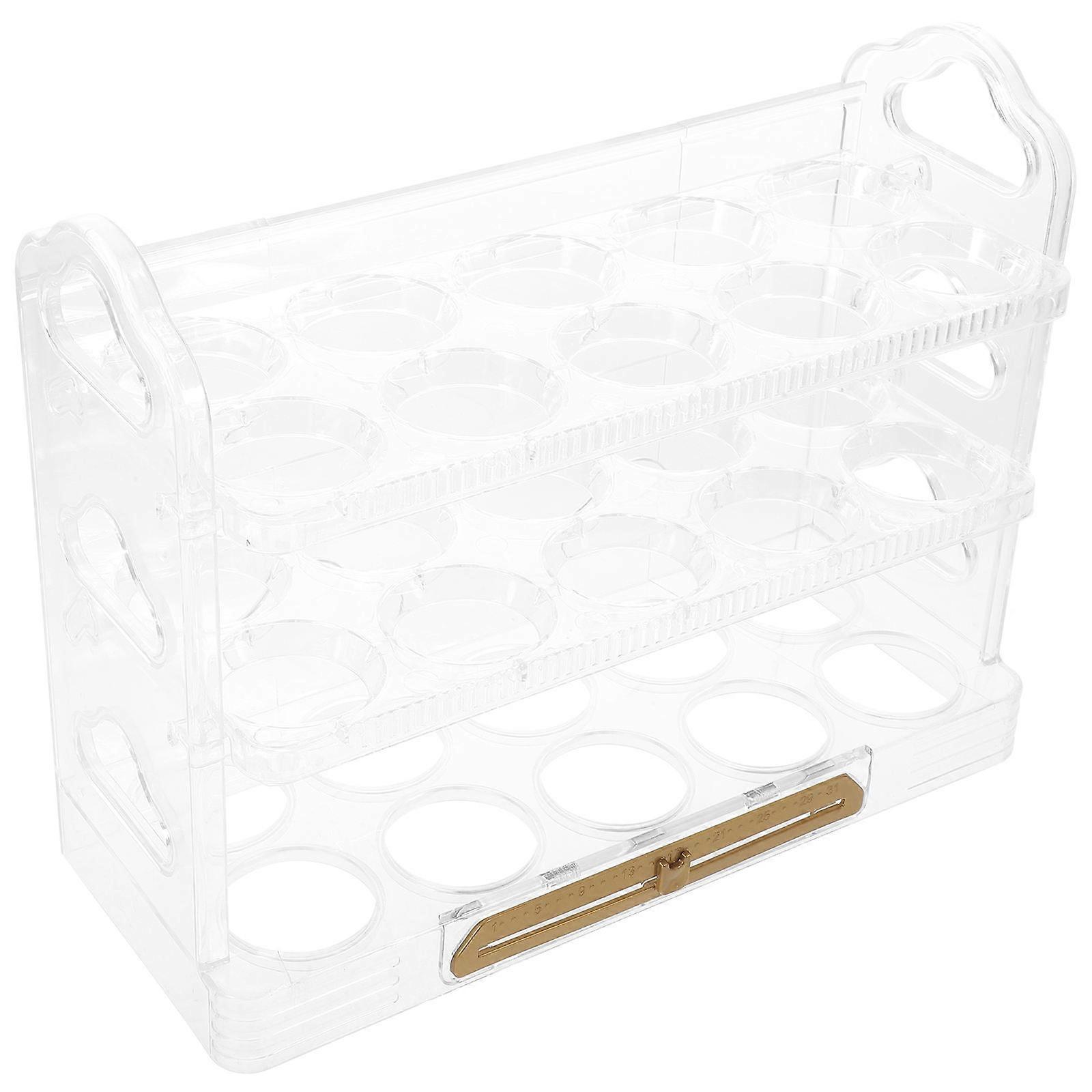 3-Layer Egg Container Egg Holder for Storage 2Pcs White Refrigerator Rack